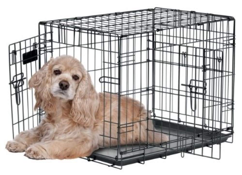 Precision Pet Two Door Wire Dog Crate, 24 Inch, Black, 5-Point Locking System, For Pets 15-30 lbs, Model 7011272