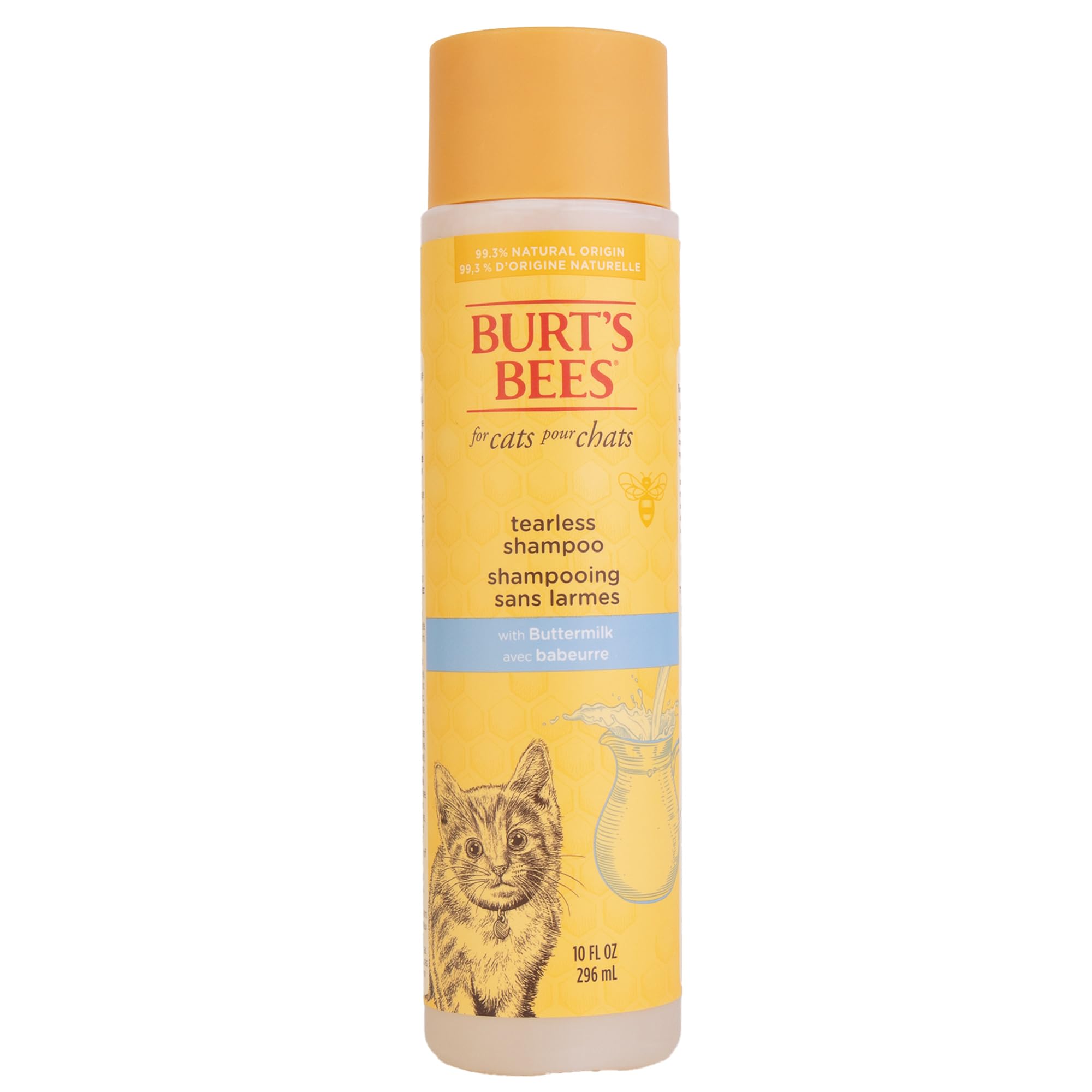 Burt'S Bees For Pets Tearless Kitten Shampoo With Buttermilk, 99.3% Natural Origin Formulas, Pet Shampoo For Cats, Gentle Cat Shampoo, Cat Shampoo For Itchy Skin, 10 Oz