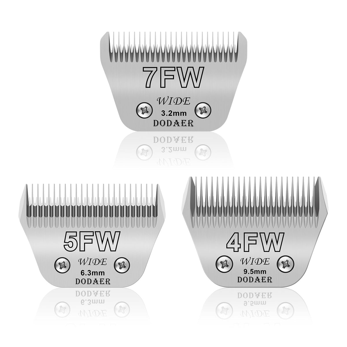 Size 7Fw/5Fw/4Fw Detachable Dog,Cat,Sheep & Horse Grooming Wide Blades Set,Compatible With Andis,Oster A5,Wahl Km10 Series Clipp