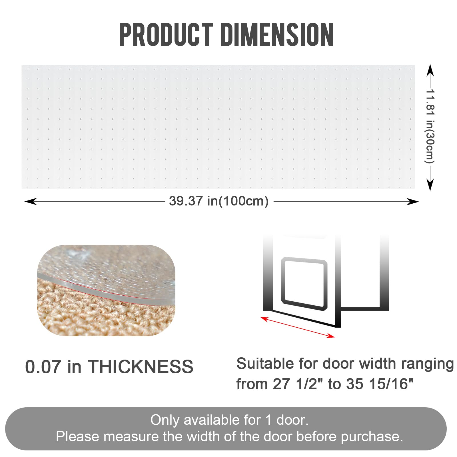 Uross Carpet Protector For Pets 3.28Ft-Cat Carpet Protector For Doorway, Anti Cat Scratch Plastic Mat, Under Door Cat Scratch Fl