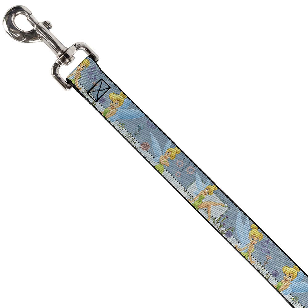 Buckle-Down Pet Leash - Tinker Bell Garden Poses - 4 Feet Long - 1' Wide