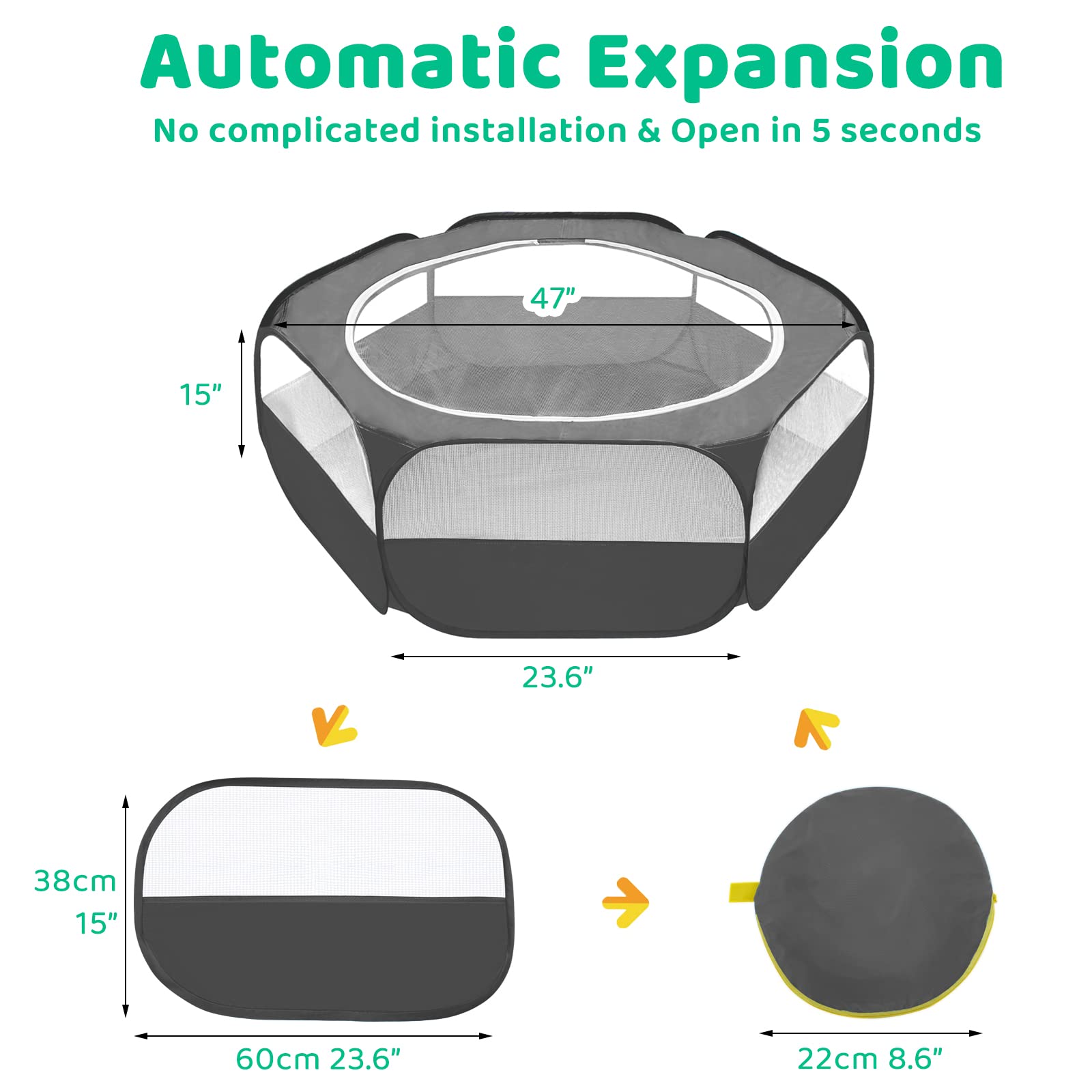 Amakunft Guinea Pig Playpen With Cover, Hamster Playpen With Top, Rabbit Pop Up Playpen With Roof, Small Animal Play Pen Indoor,