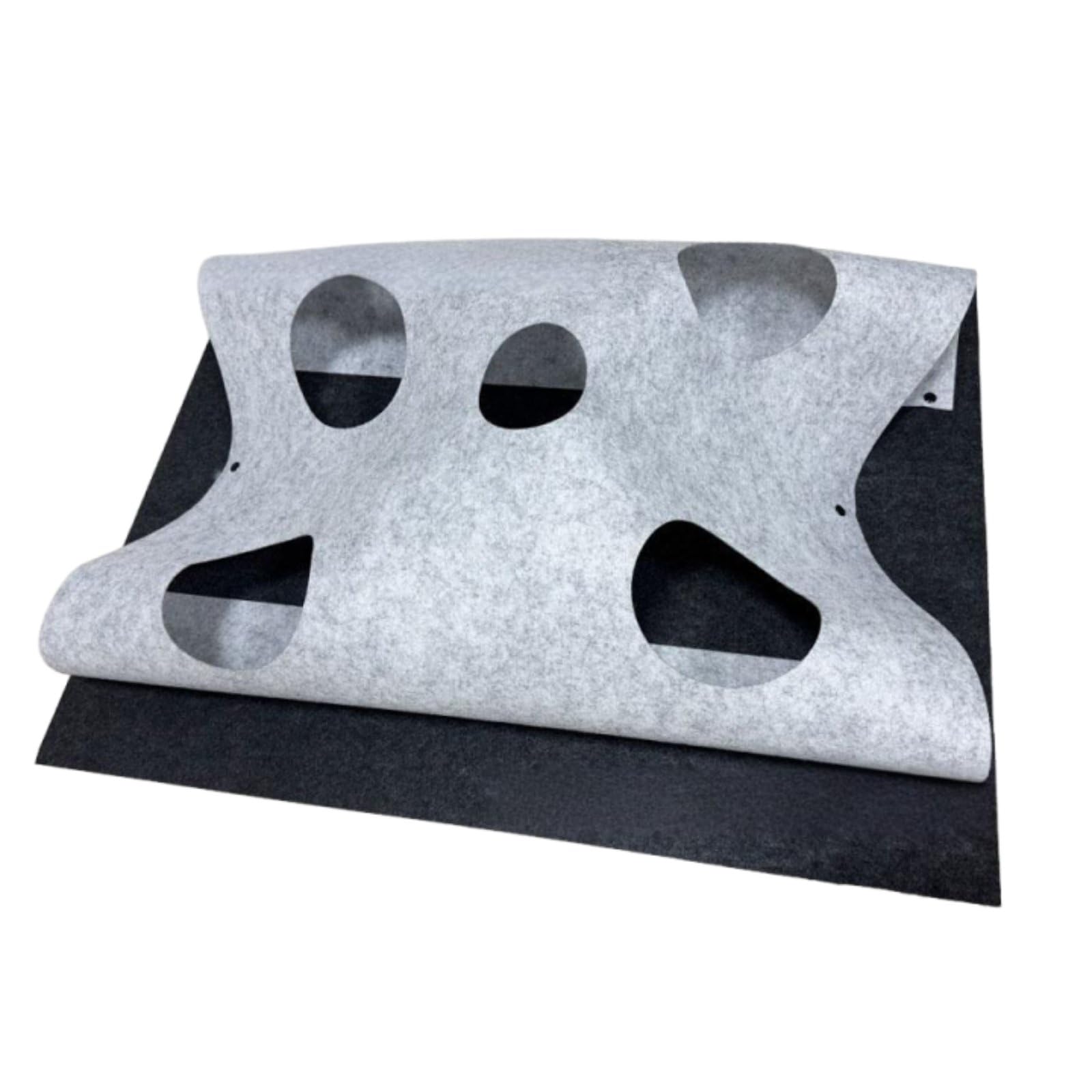 Ecomistiq Agility Training Felt Cat Maze Chew Resistant Cat Tunnel Mat Collapsible Design For Cats, Kittens, Indoor, Gray Patchw