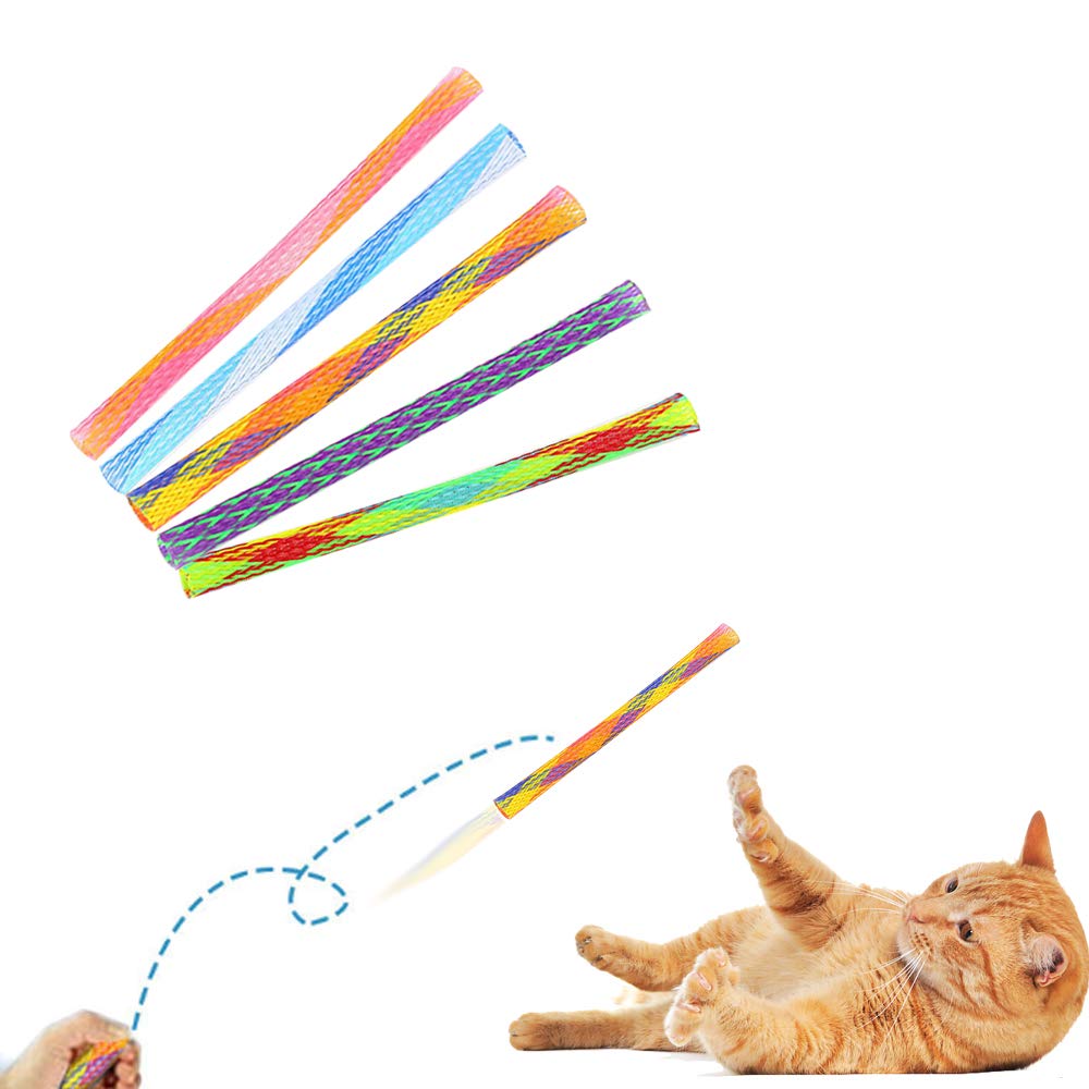 Wishlotus Cat Toys, 30Pcs Interactive Cat Toy Colorful Cat Stick Toy Telescopic Cat Mesh Pole Cat Jumping Toy Flexible & Shapeable Cat Spring Tube Kitten Chew Toys To Kill Time And Keep Fit (30Pcs)