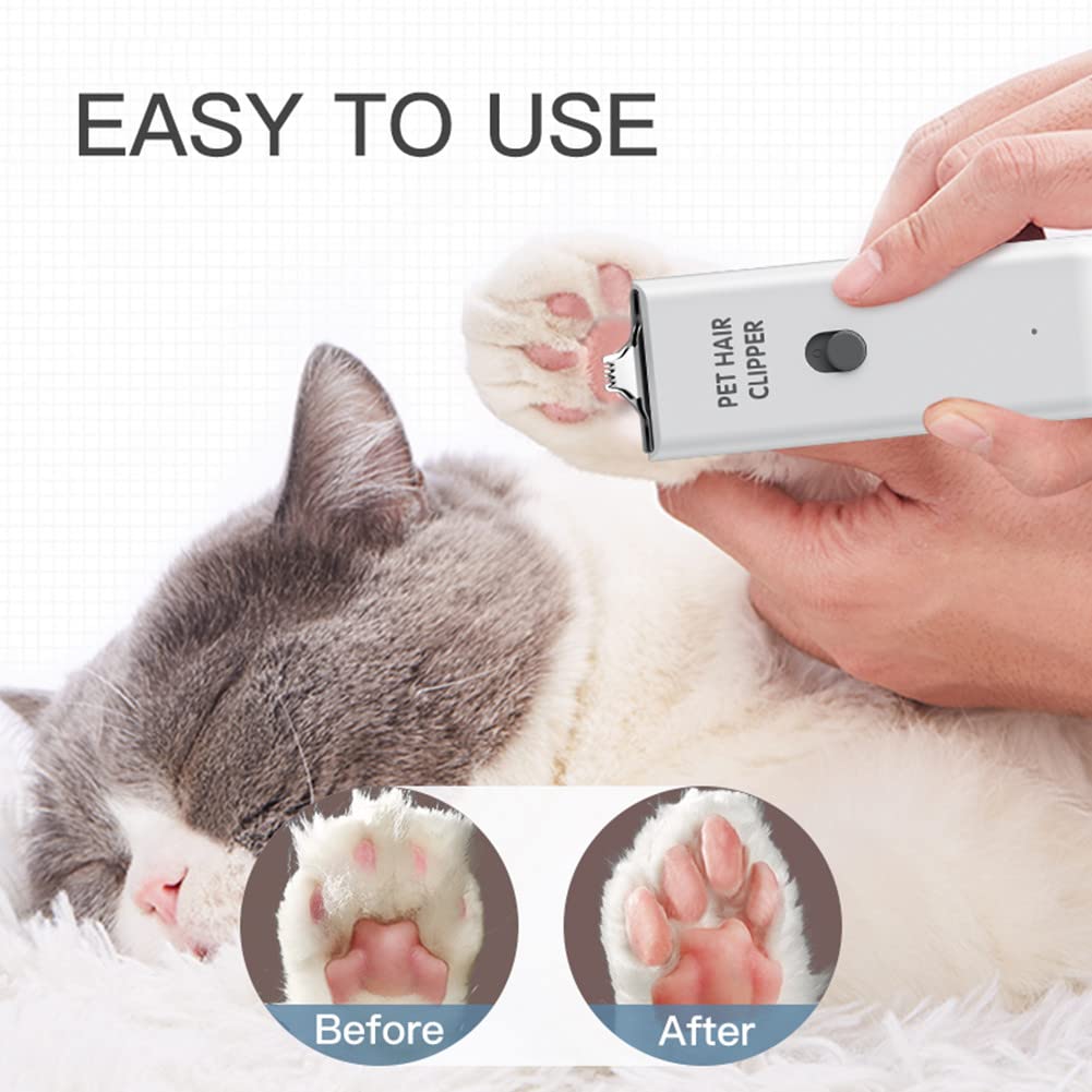 Tileon Feet Hair Trimmer, Dog Clippers,Quiet Washable Usb Rechargeable Cordless Dog Grooming Kit,Electric Pets Hair Trimmers Shaver Shears For Dogs And Cats White