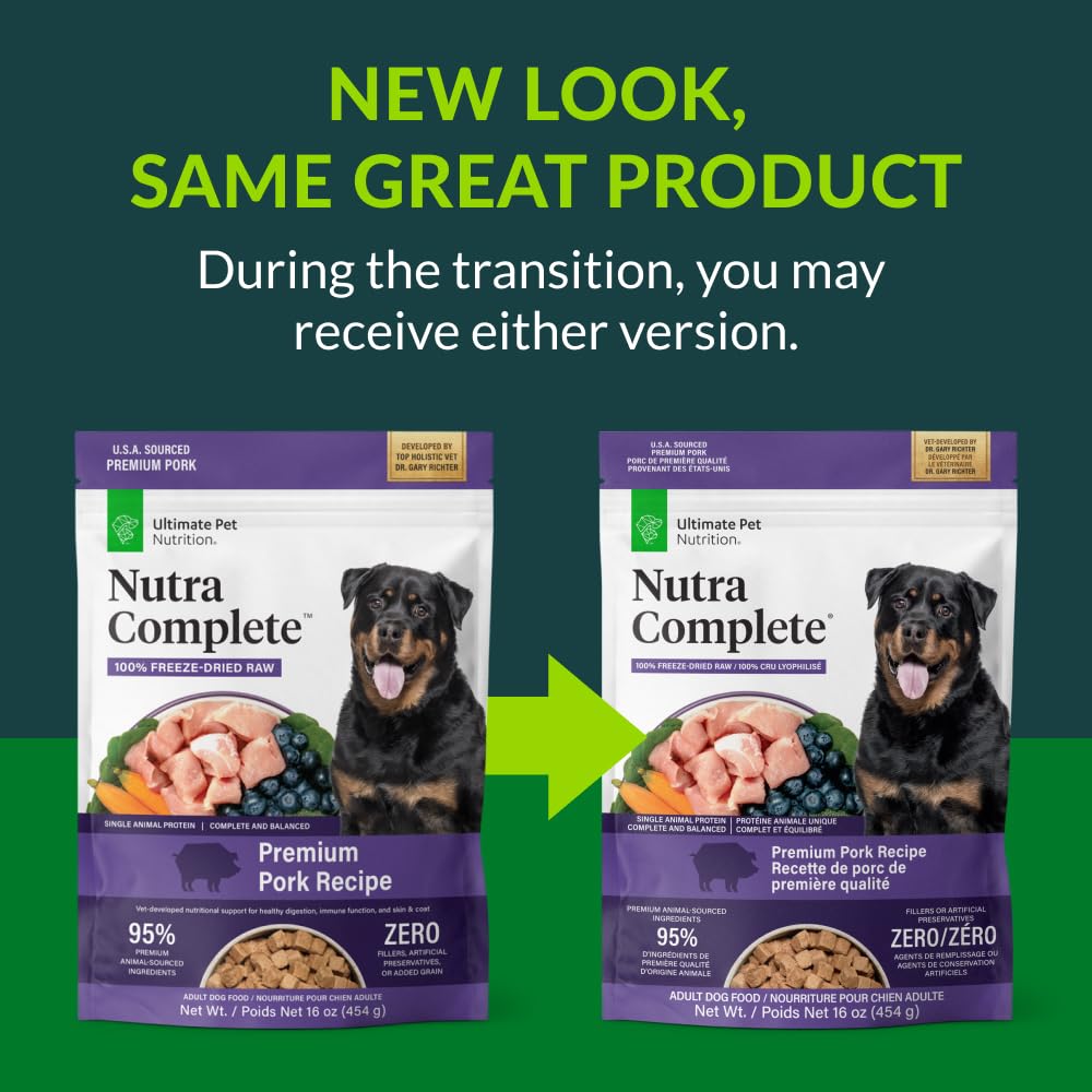 ULTIMATE PET NUTRITION Nutra Complete, 100% Freeze Dried Veterinarian Formulated Raw Dog Food with Antioxidants Prebiotics and A