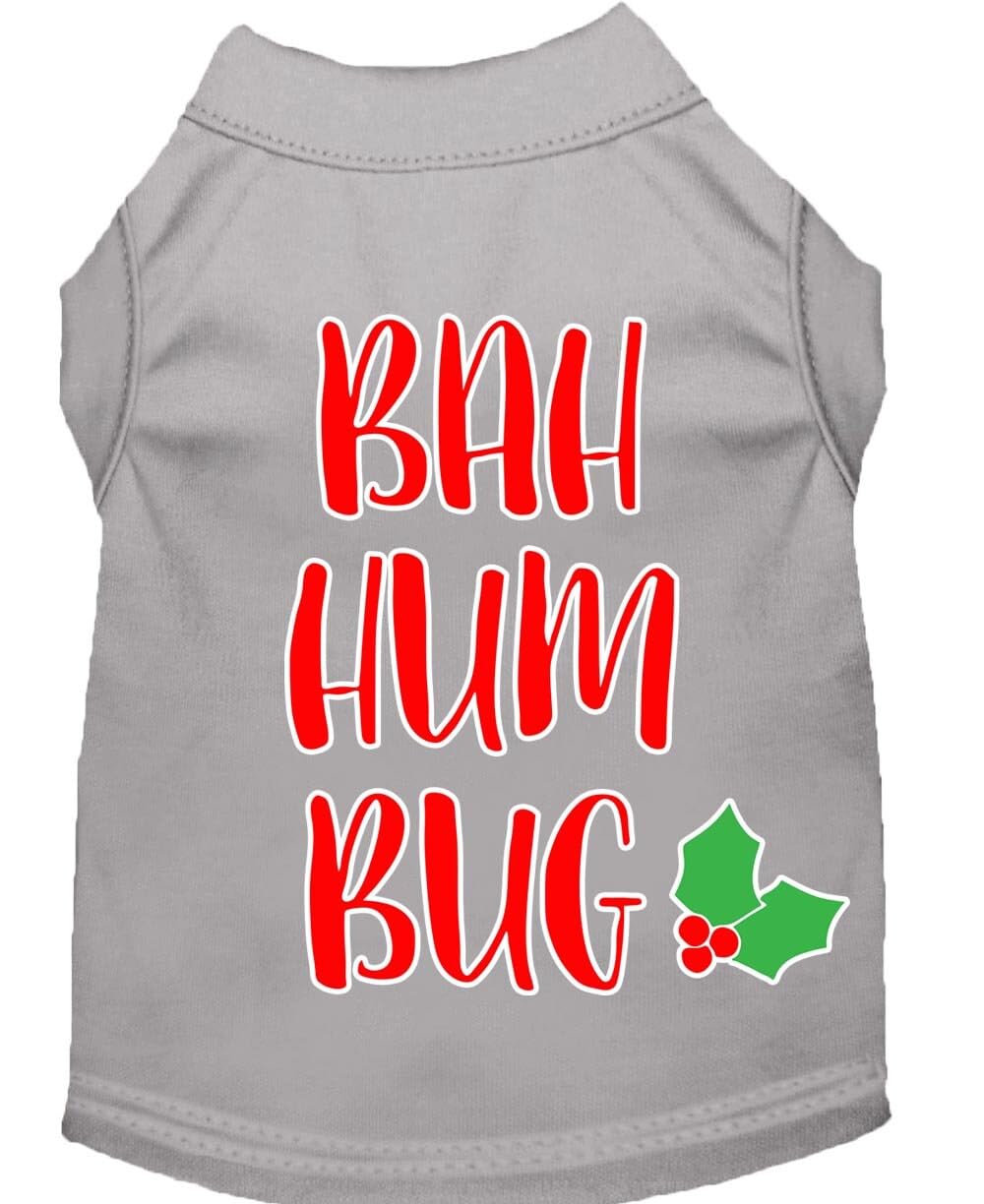 Christmas Pet Dog & Cat Shirt Screen Printed, &quot;Bah Humbug&quot; White LG (10-14 lbs.)