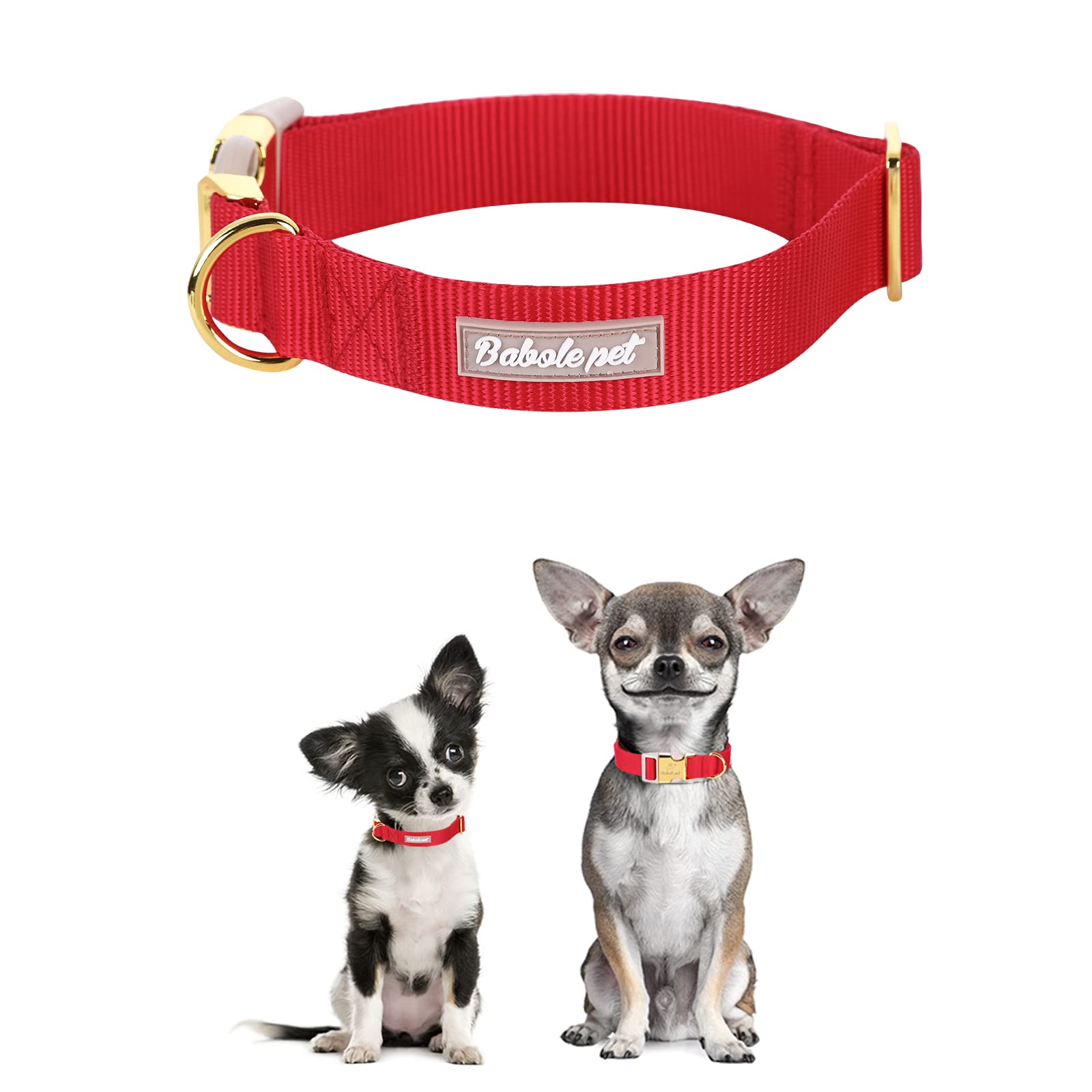 Babole Nylon Dog Collars Red For Small Puppy Dog,13 Colors,Adjustable Soft Comfortable Pet Collars With Safety Metal Buckle For Medium Large Boy&Girl&Female Dog(Burgundy Red-M)