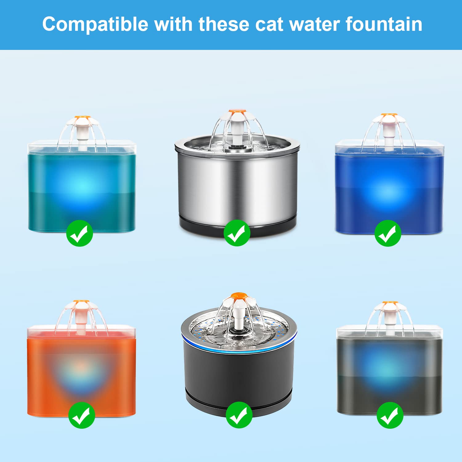 Nautypaws Cat Water Fountain Filters, 12 Packs Replacement Carbon Filters For Automatic Pet Water Fountain, Stainless Steel Cat