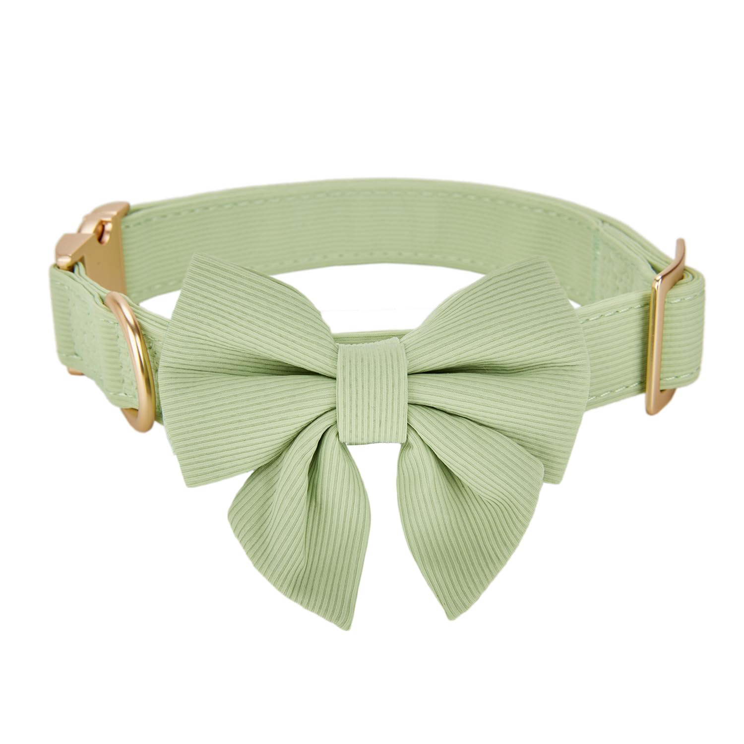 Ewinoom Bowtie Dog Collar Adjustable Soft Collars With Detachable Bow Tie And Metal Buckle For Small Medium Large Dogs,Green,Sma