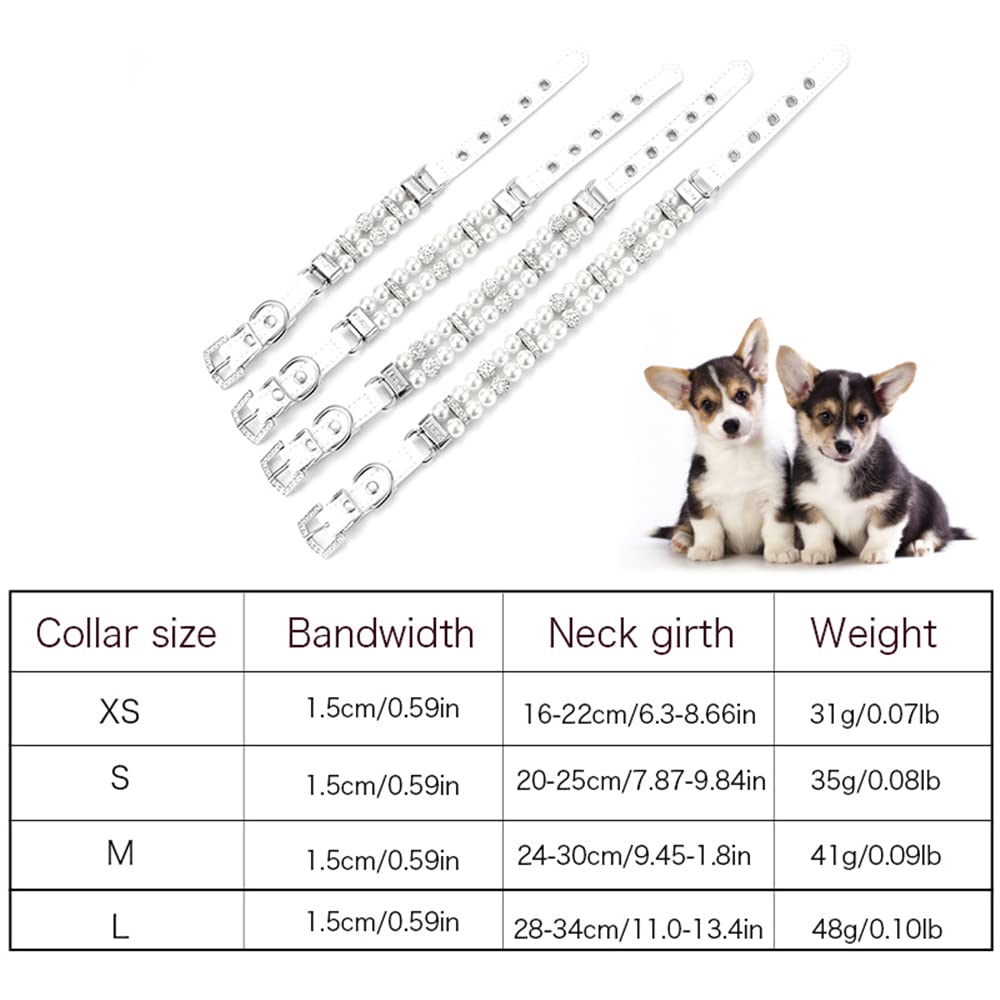 Black Pearl Small Dog Collar, Pearl Cat Collar Pu Leather Male Dogs Necklace With Crystal Diamond Rhinestone Jewlled For Puppy Kitten Xs Small Medium Dogs Wedding & Birthday Gift S