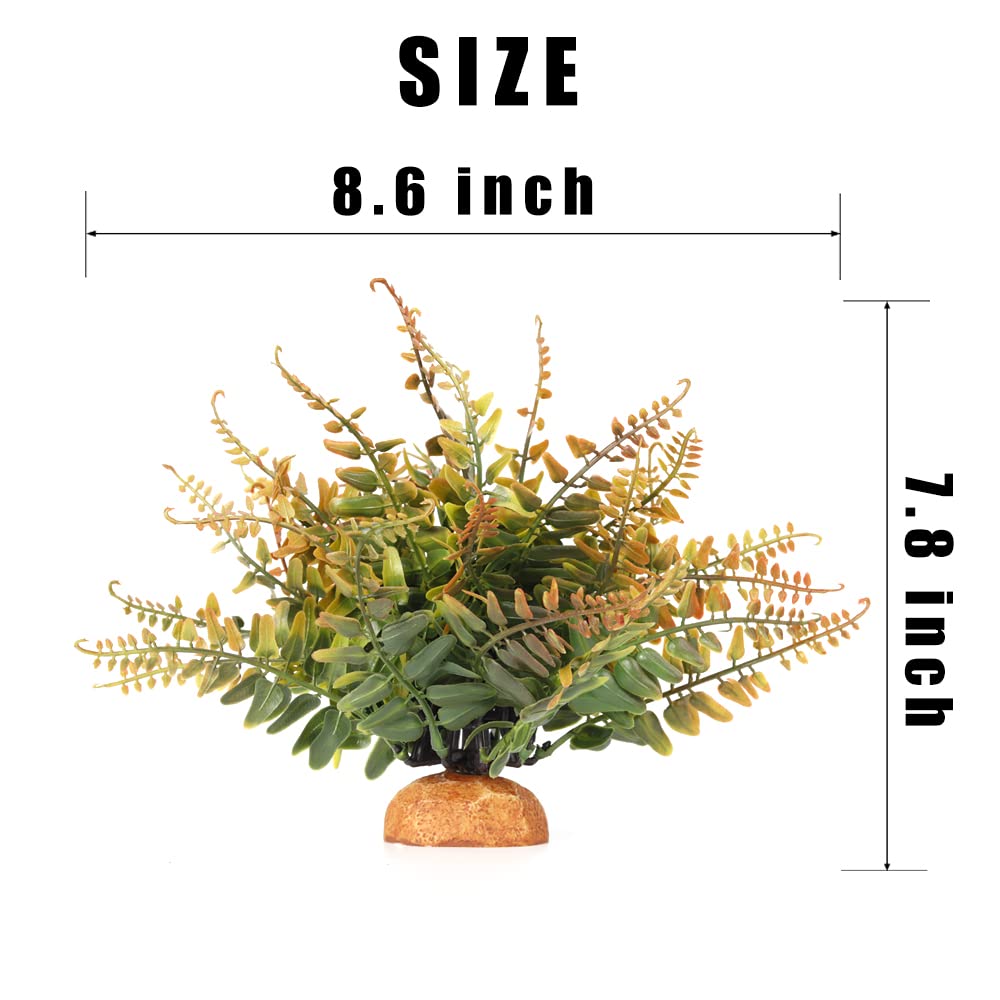 WOLEDOE Fake Fall Colors Boston Fern, Reptile Plants for Terrarium, Amphibian Tank Accessories Habitat Decor fit Crested Gecko L