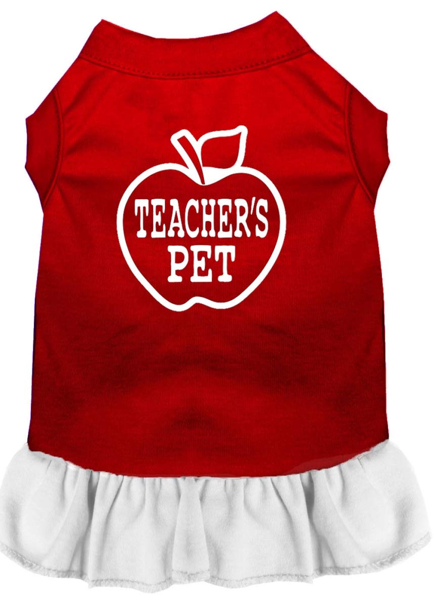 Mirage Pet Products 57-51 XSRDWT White Teachers Pet Screen Print Dress Red with, X-Small