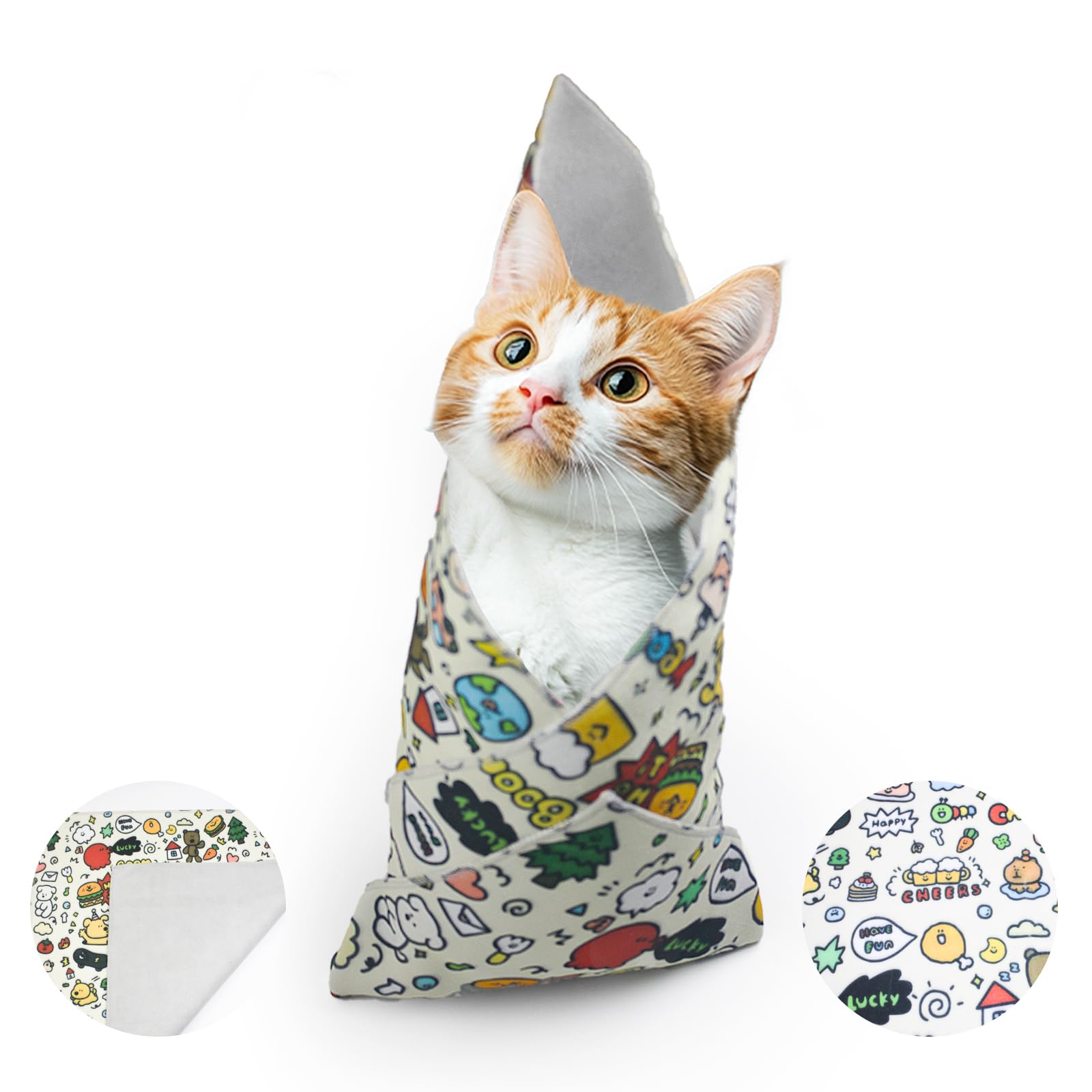 ZHIYUEJING Cat Grooming Wrap,Cat Restraint for Nail Clipping,hook and loop Fabric for Cats,Safely Holds Your Cat up to 20 Pound,