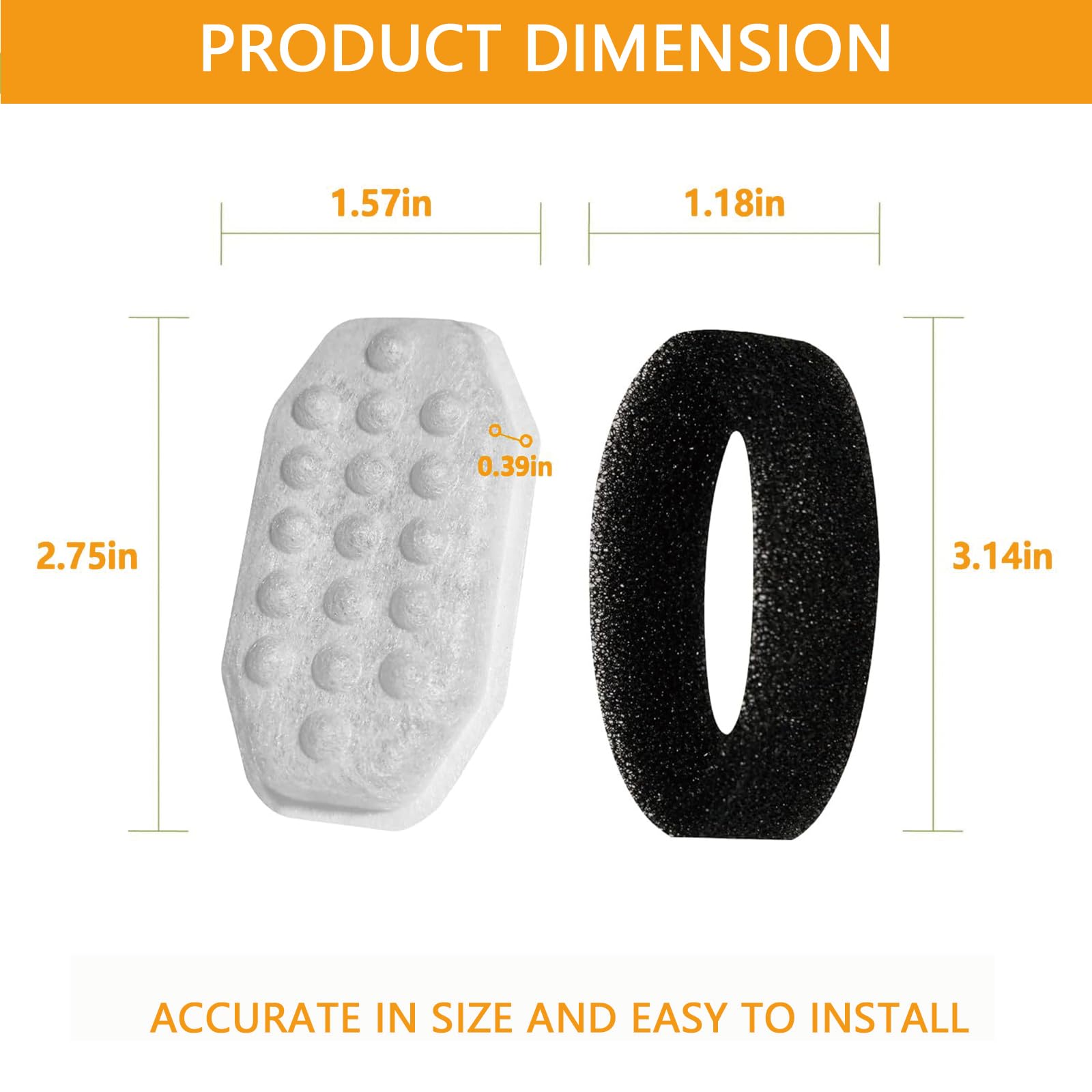 20 Pack Cat Water Fountain Filters with 20 Pack Pre-Filter Sponges for Rellaty and Neareal 3.2L/108oz Cat Water Fountain Automat