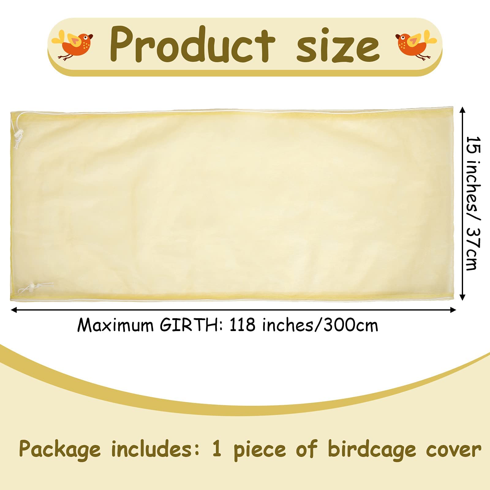 Shappy Large Bird Cage Seed Catcher,Bird Cage Cover Net Skirt Guard,Adjustable Soft Airy Mesh Net for Parrot Parakeet Macaw(118