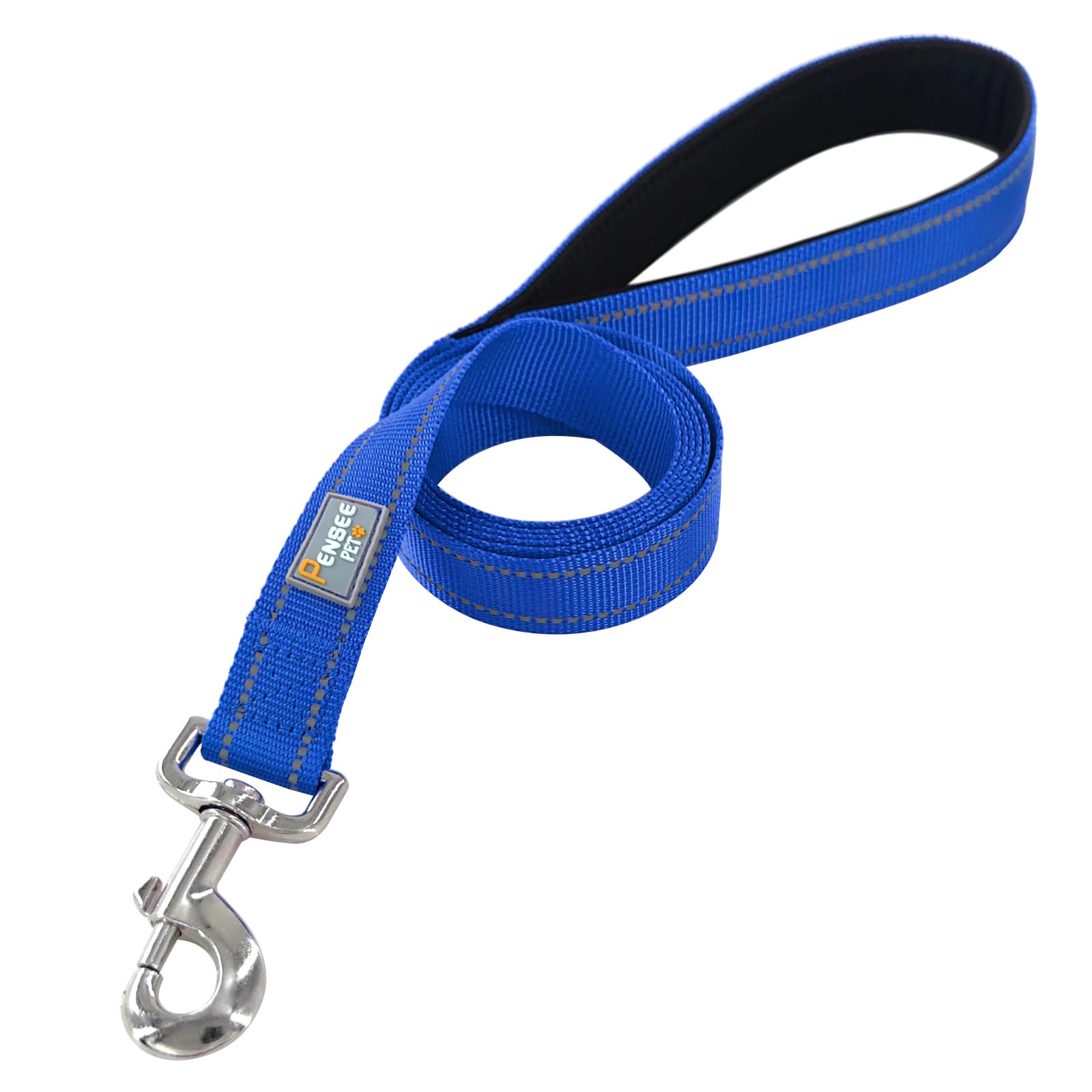 Penseepet Dog Leash 6 Ft Padded Handle Nylon Reflective Dogs Leashes For Medium Dogs Blue