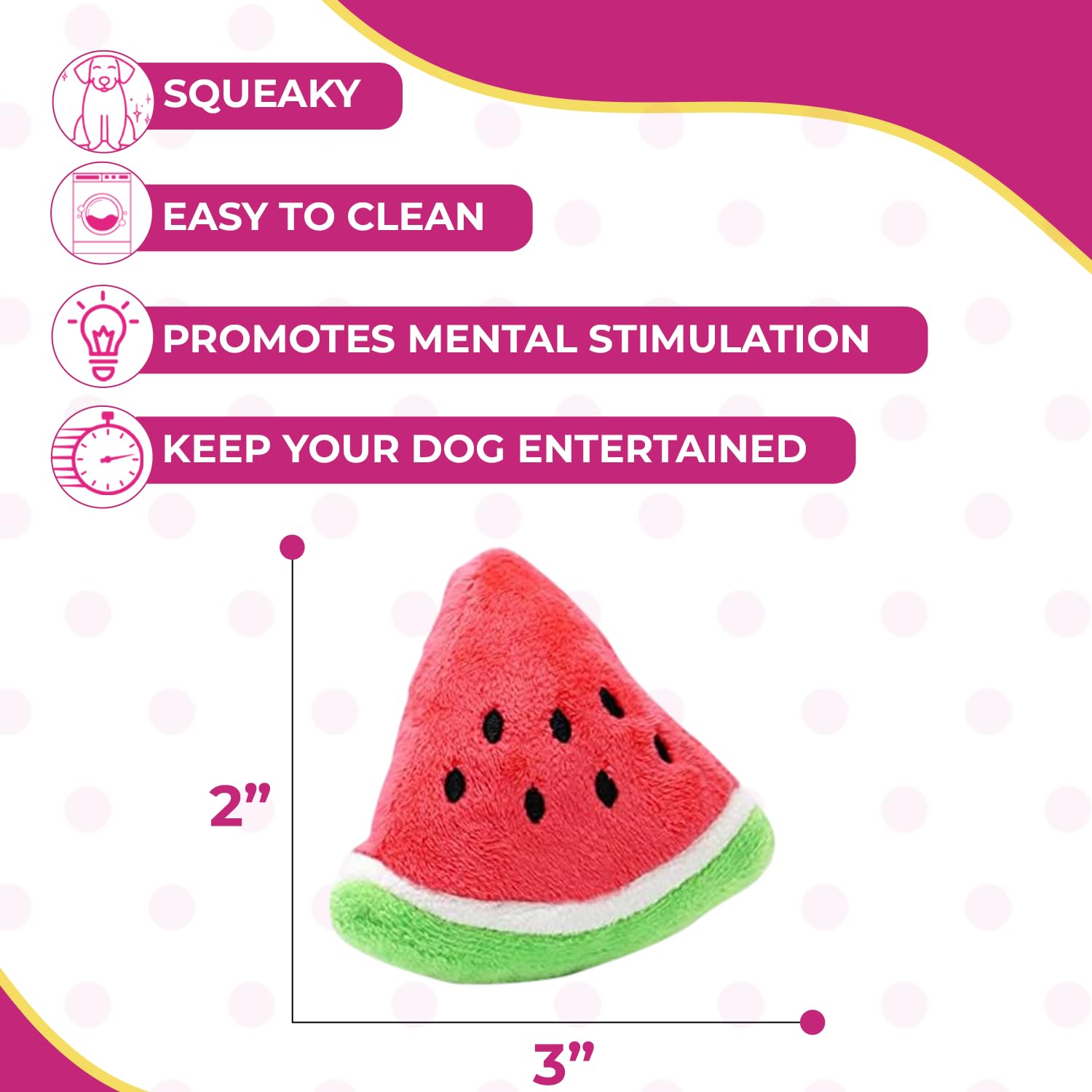 Glow Pups Dog Toy Watermelon 2-Pack For Small Dogs, Plush Squeaky Dog Toys For Small Dogs, Fun Cute Design, Promotes Mental Stim