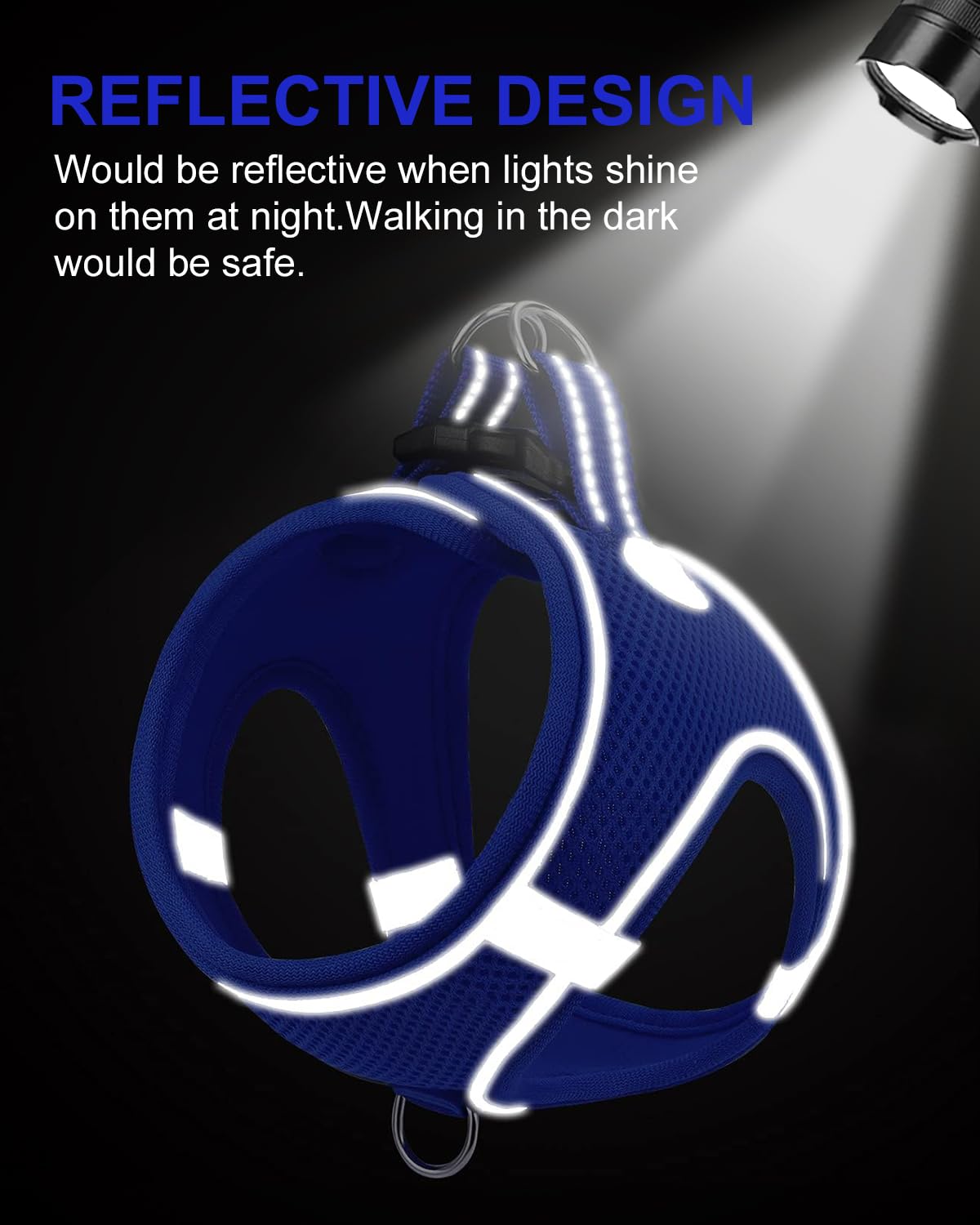 Joytale Small Dog Harness, Breathable Mesh Step-In Vest, Reflective Soft Padded Harnesses For Small And Medium Dogs, Navy Blue,