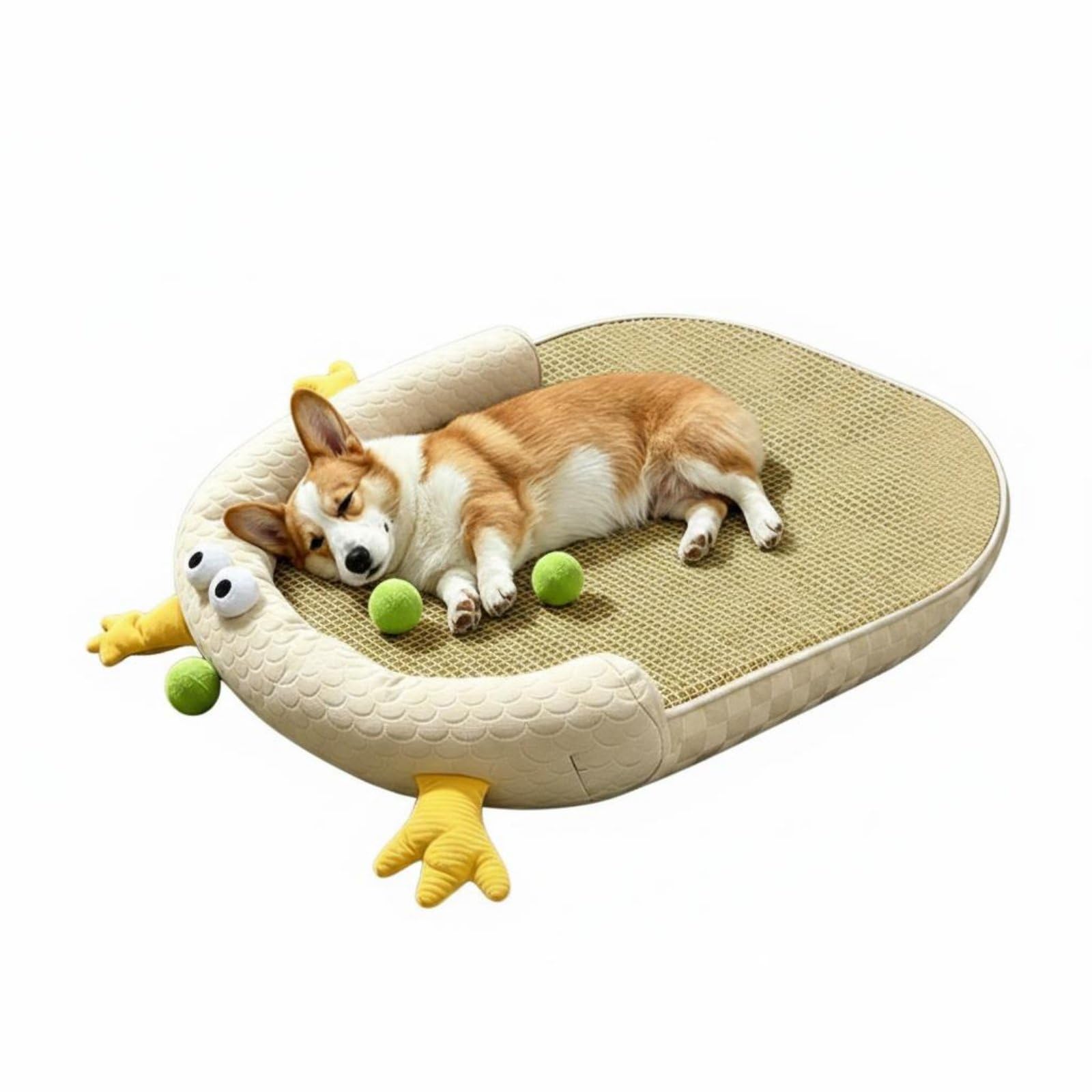 Merishopp Summer Use Oval Pet Cooling Bed AntiSlip Dog Cooling Mat No Electricity Breathable Dog Mat for Dogs, Cats, Yellow, XL