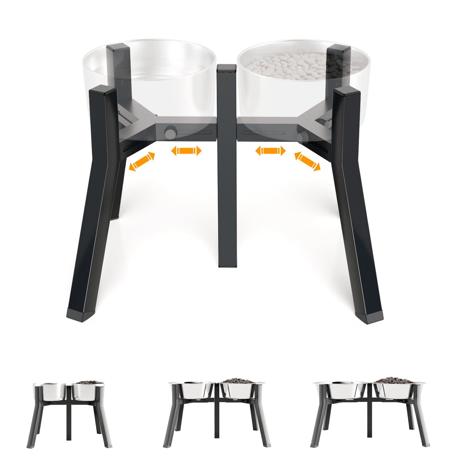 TIDANT Dog Bowl Stand for Medium Large Dogs, Elevated Dog Bowls, Adjustable Width for 7-10.6 Wide Dog Bowls, Raised Dog Food & W