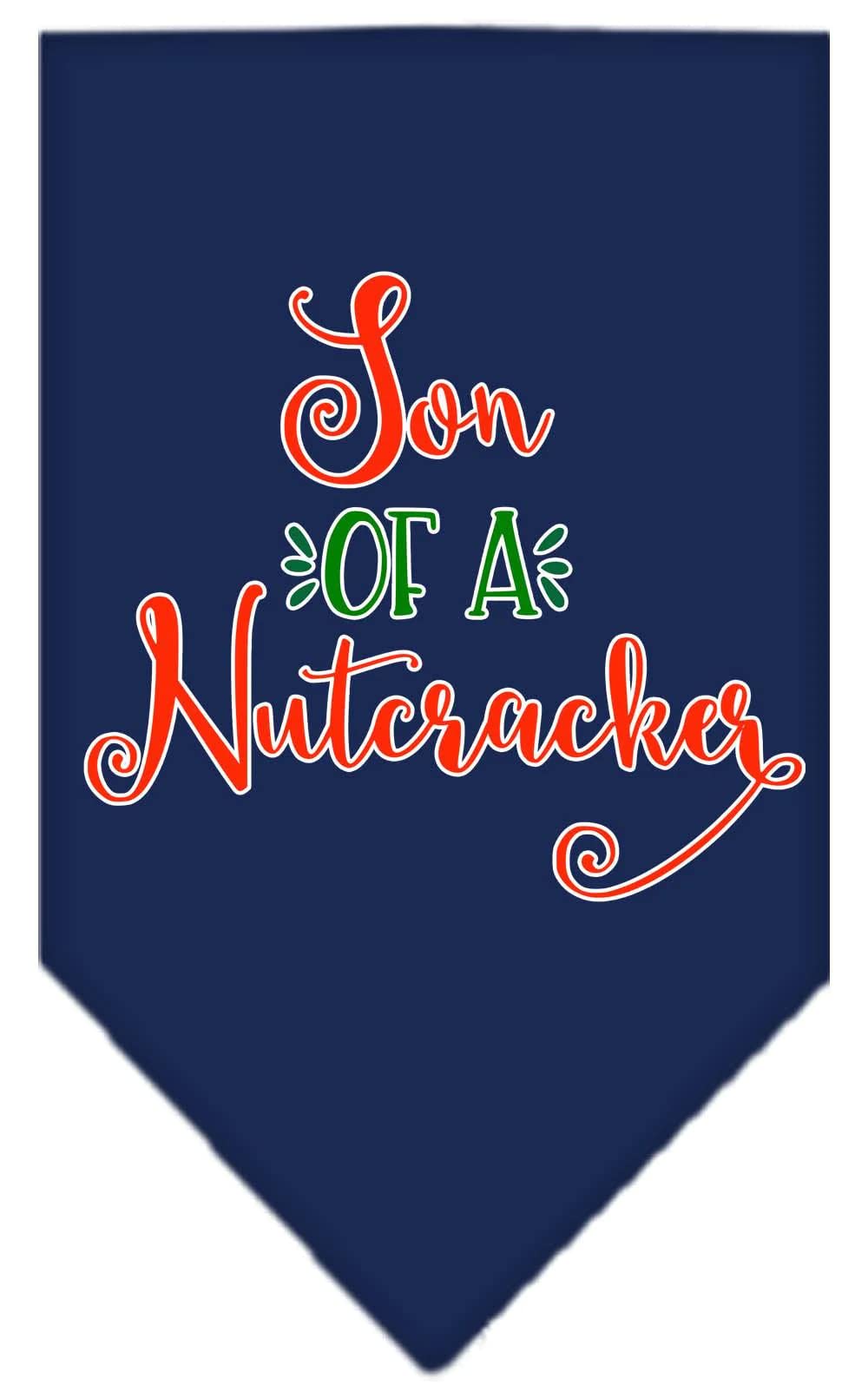 Christmas Pet and Dog Bandana Screen Printed, &quot;Son Of A Nutcracker&quot; Navy Blue Small