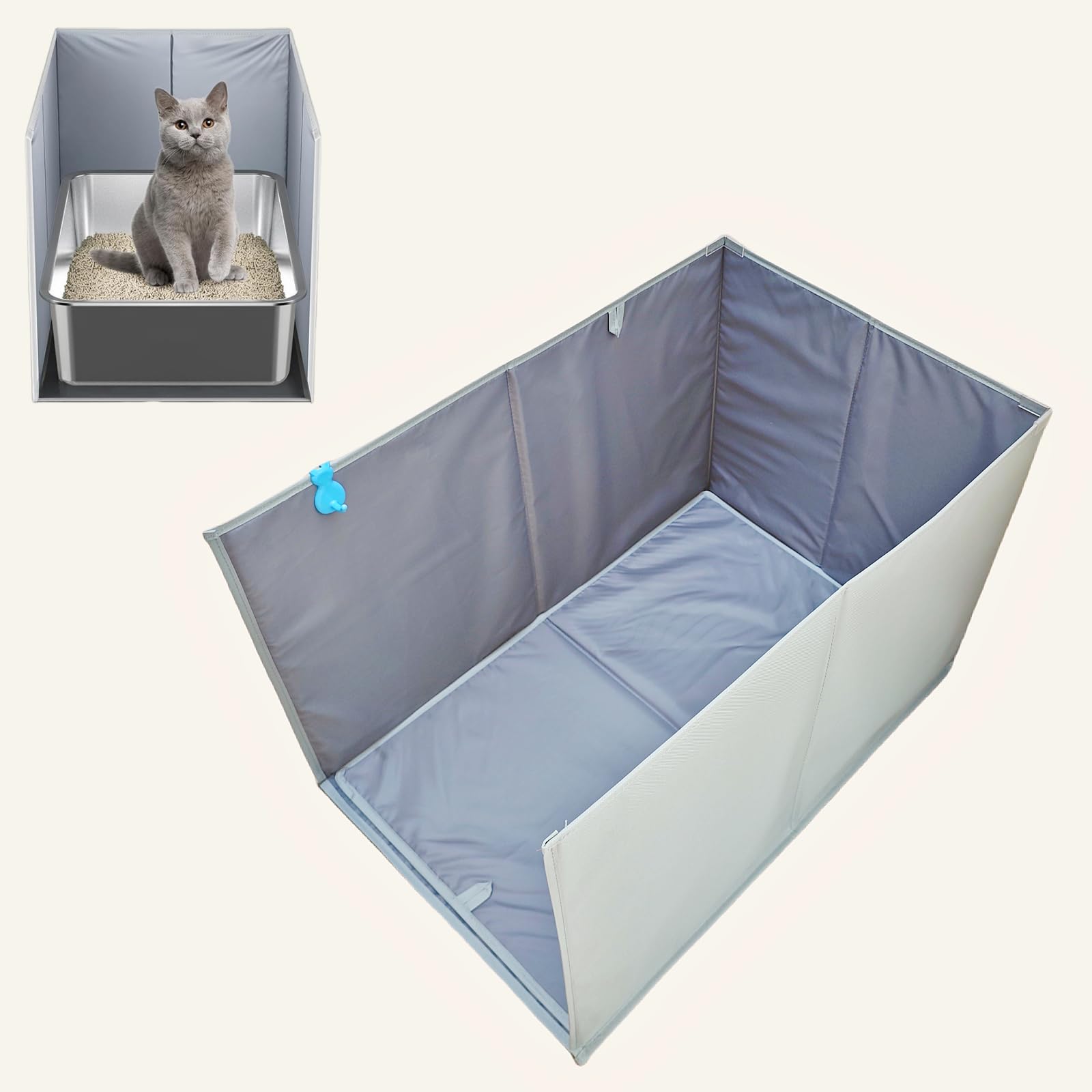 Gesomepurrz Extra Large Cat Litter Box Enclosure, Open Top High Side Splash Guard For Litter Box, Waterproof Pee Shield For Cat 