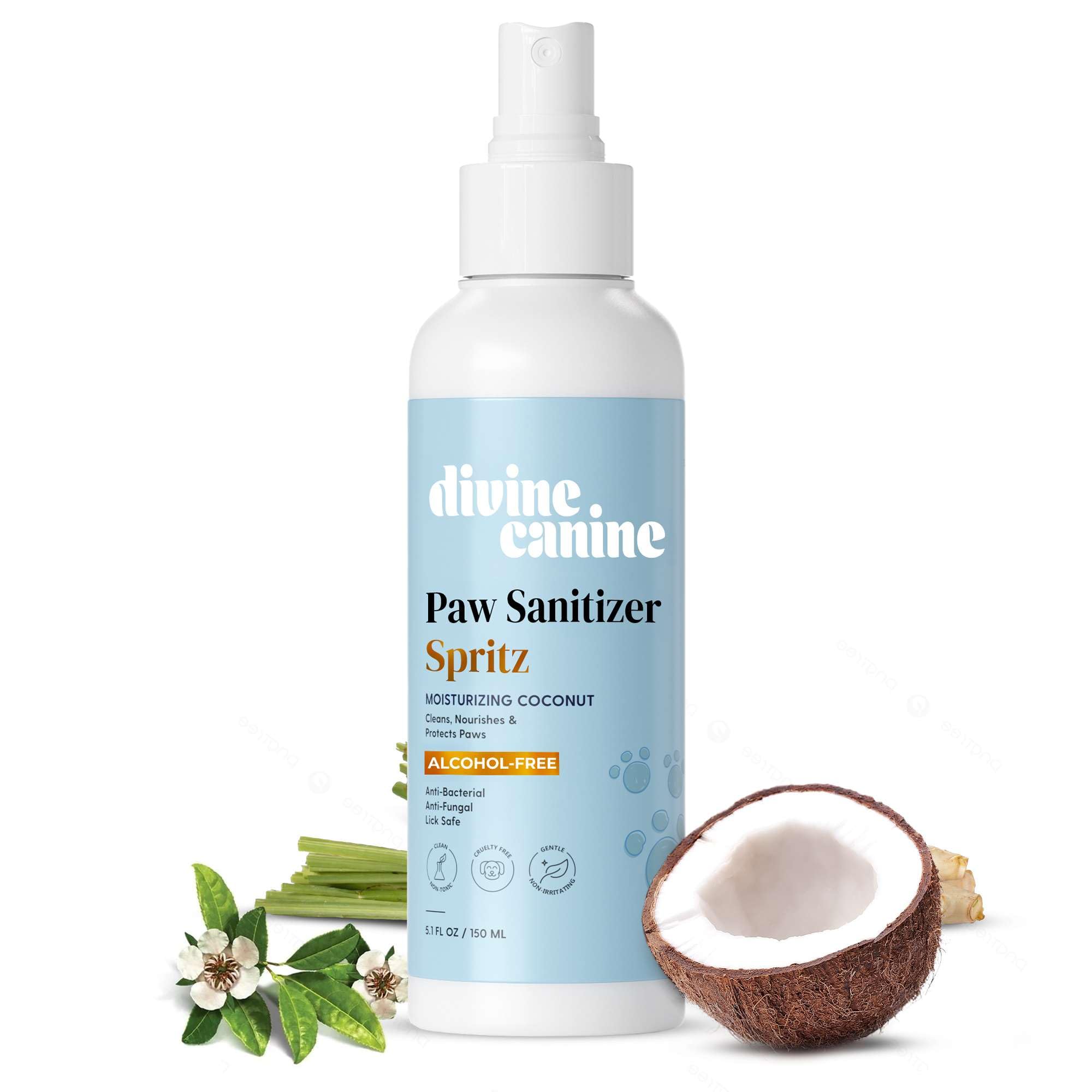 Dog Paw Cleaner - 5.1 Fl Oz of Alcohol Free Paw Sanitizer Spritz - Made with Coconut, Aloe, Copaiba Oil, and Lemongrass Oil to N