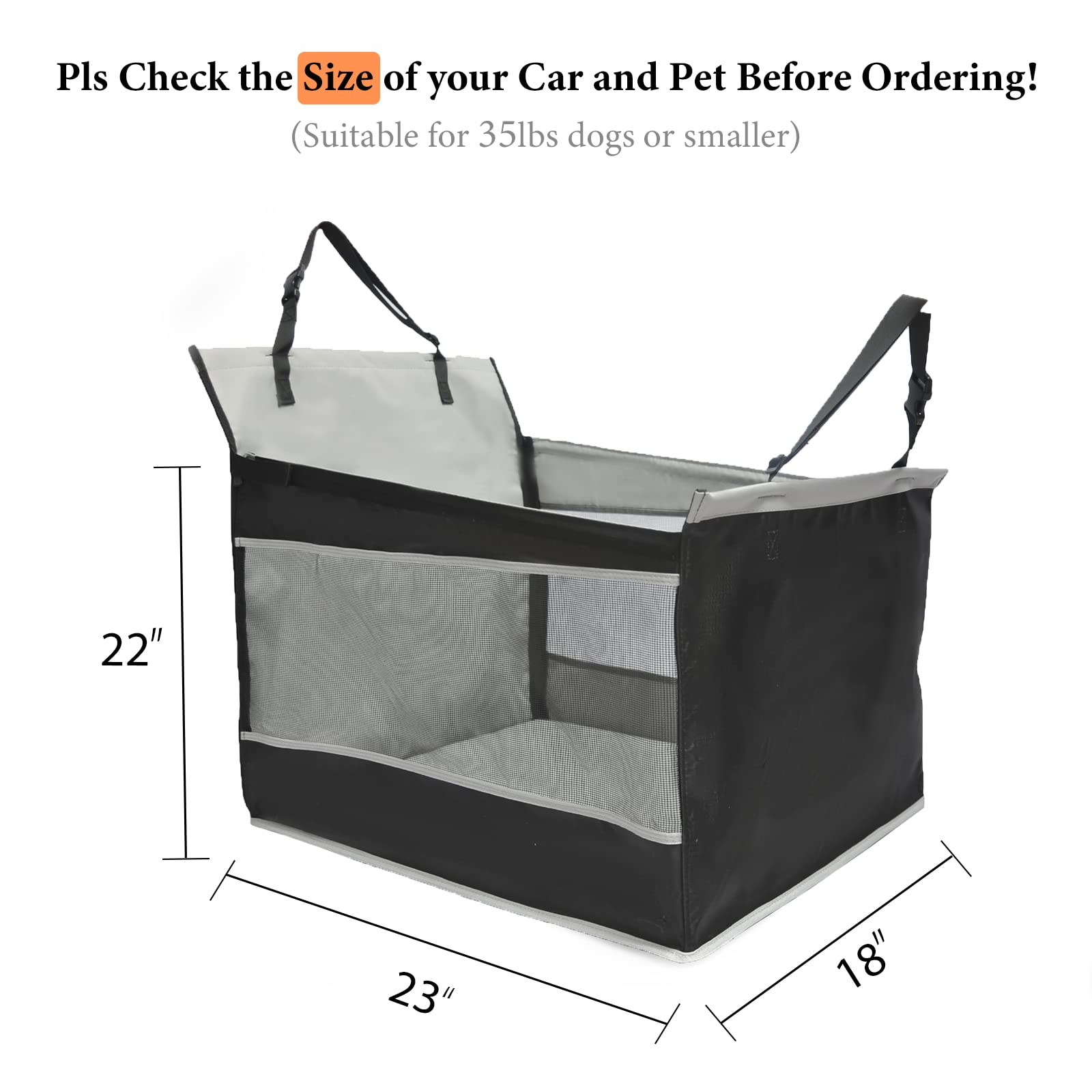 Dog Car Seat Medium Sized Dog, Car Seat For Dogs, Seat Extender With Waterproof Materials & Breathable Mesh, Dog Seat Belt For C