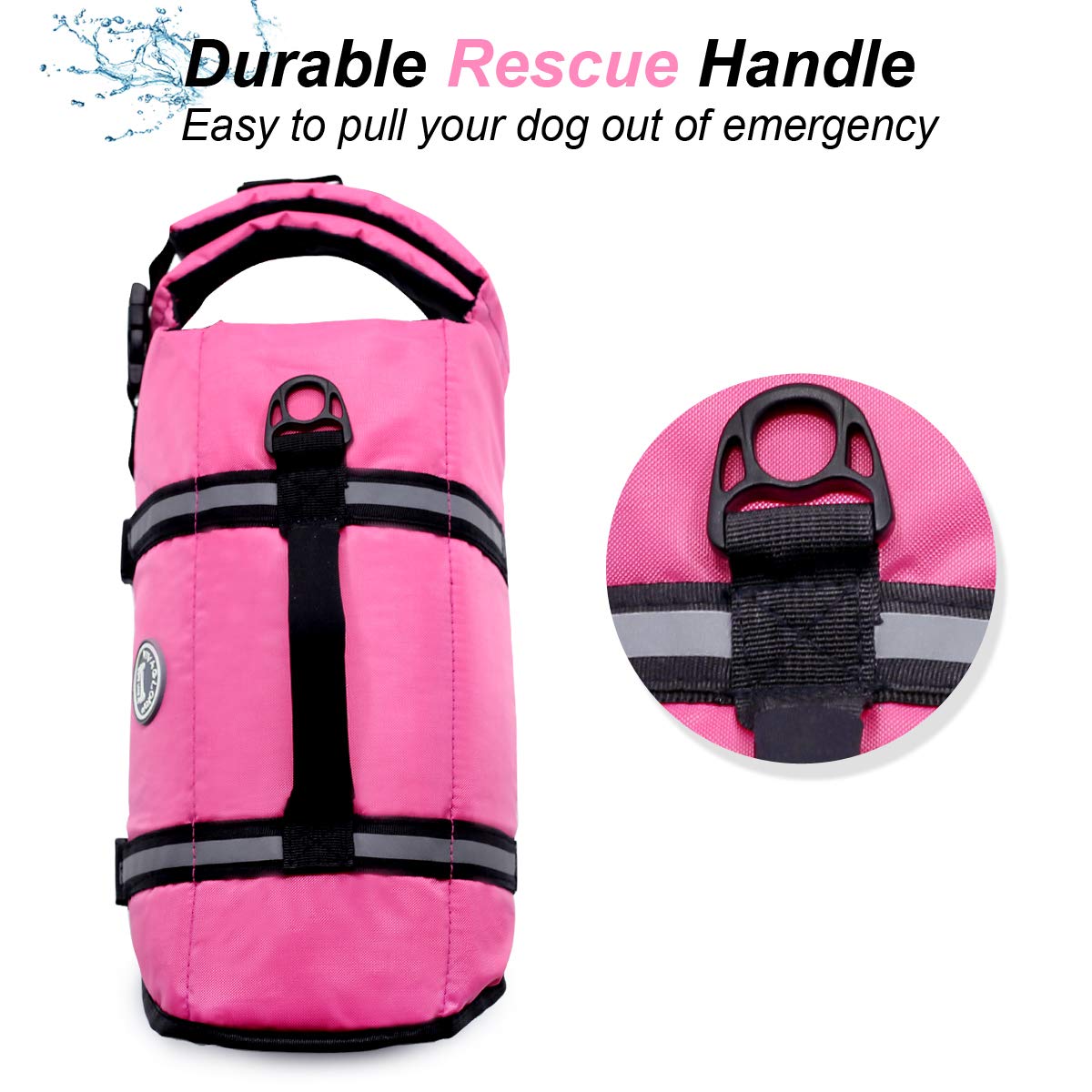 Vivaglory Ripstop Dog Life Jacket For Small Medium Large Dogs Boating, Dog Swimming Vest With Enhanced Buoyancy & Visibility, Pi