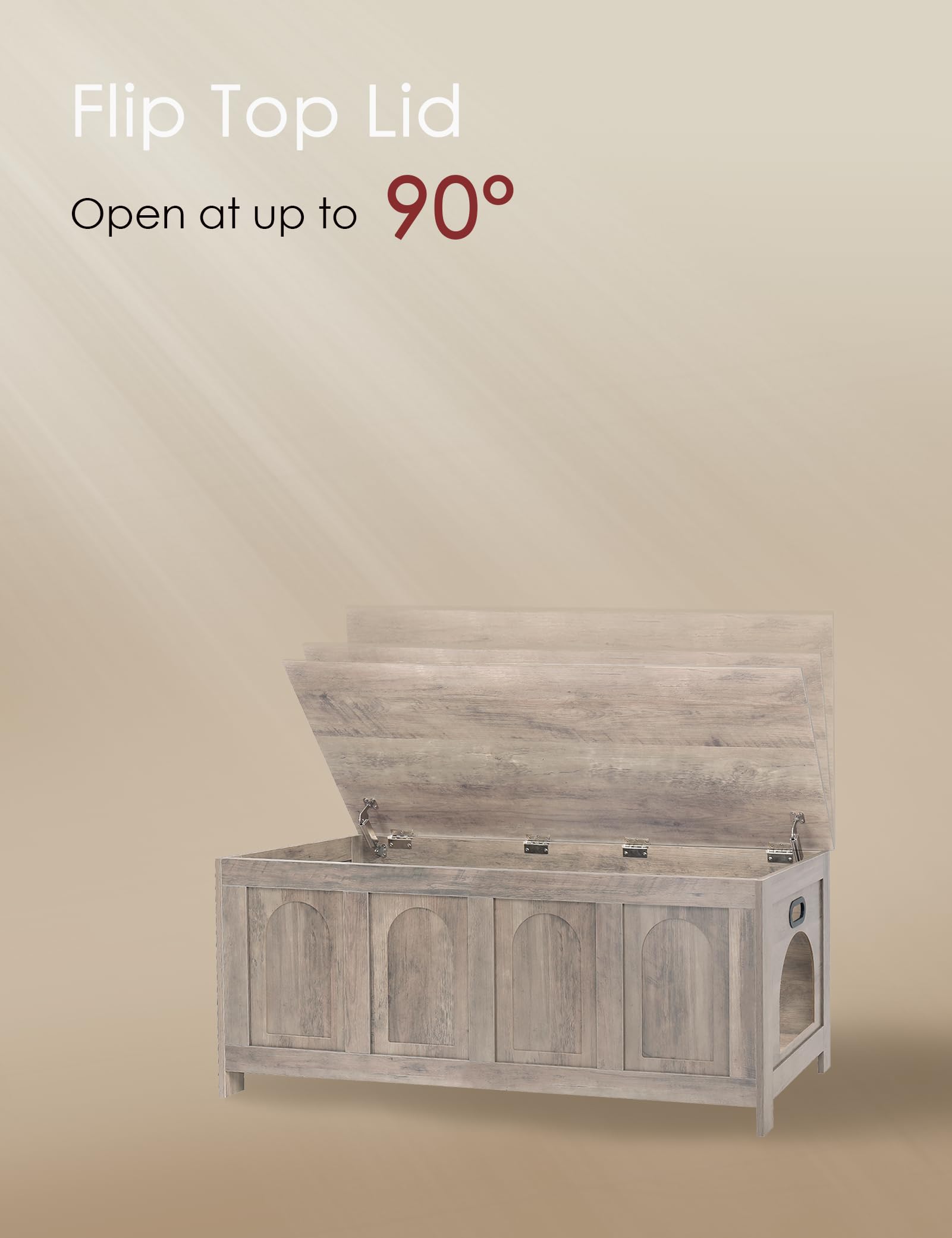 Dinzi Lvj Cat Litter Box Enclosure, Flip Top Litter Box Furniture, Hidden Cat Washroom, 2-Entrances Wooden Pet House, 47.2'' L X