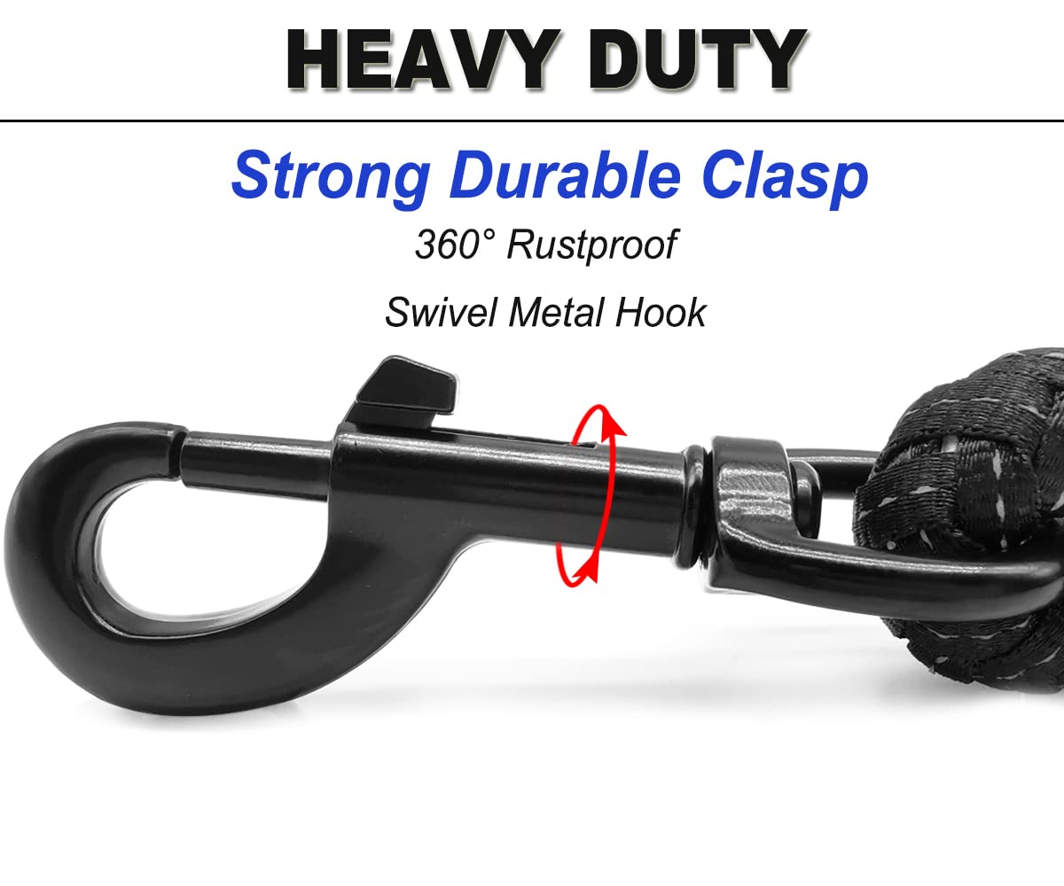 Mycicy 6Ft 10Ft Strong Dog Leash Black Rope Leash Highly Reflective Threads With Soft Padded Handle For Small Medium Large Dogs