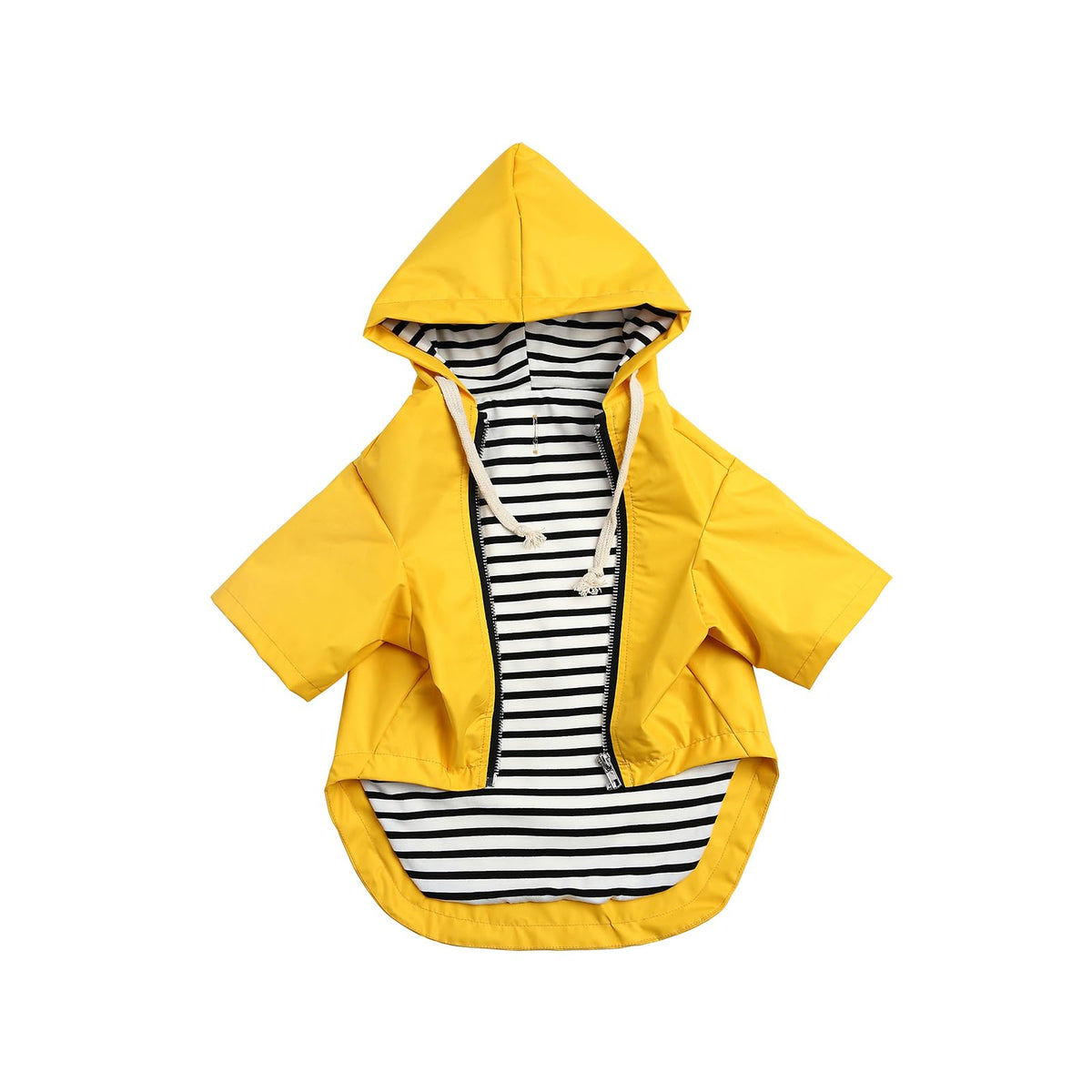 Dog Raincoat Rain Jacket Raincoat Dogs Waterproof Small Medium Breeds Zip Closure Storage Pocket Harness Hole Yellow S