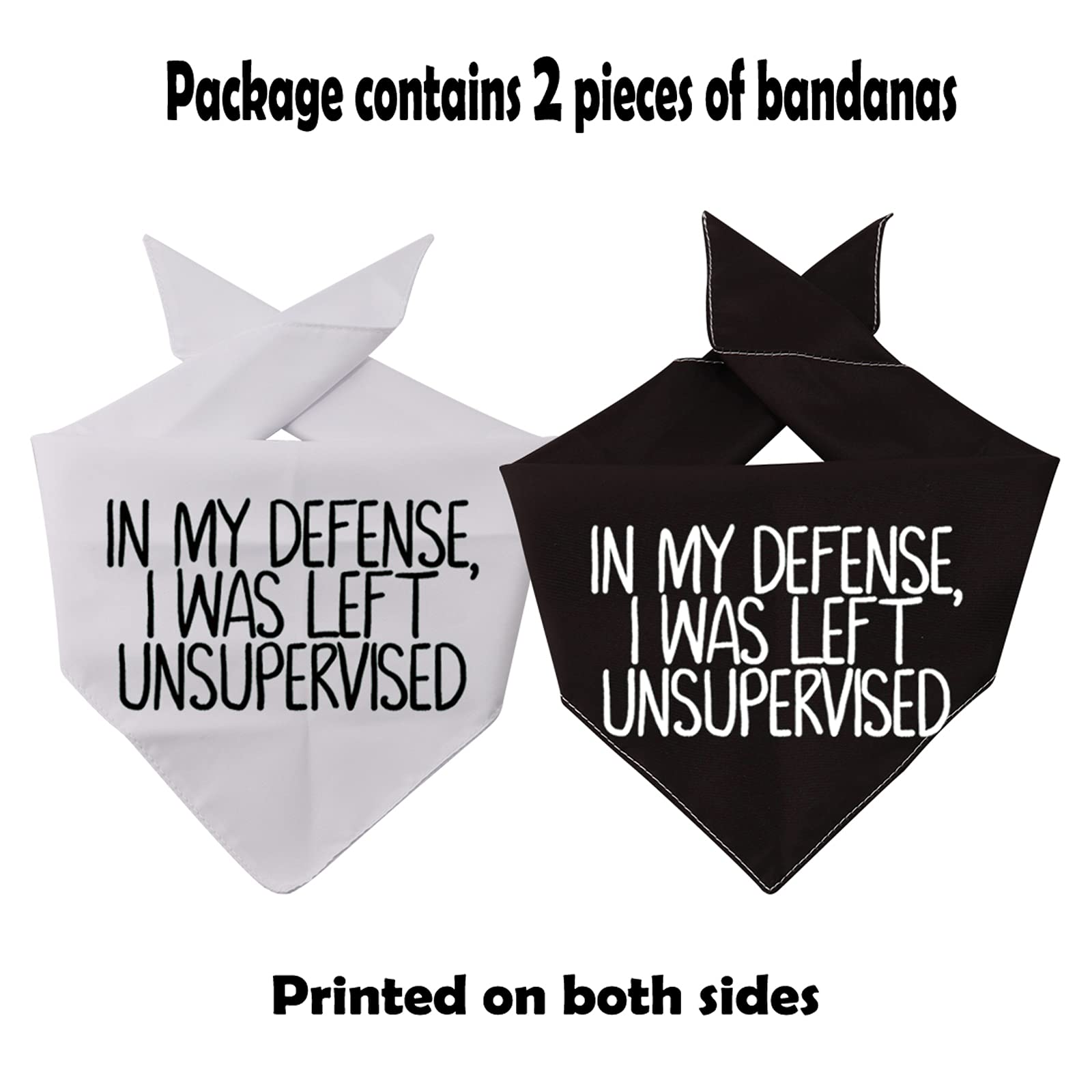 2 Pack Bad Dog Bandana In My Defense I Was Left Unsupervised Dog Bandana (In My Defense)