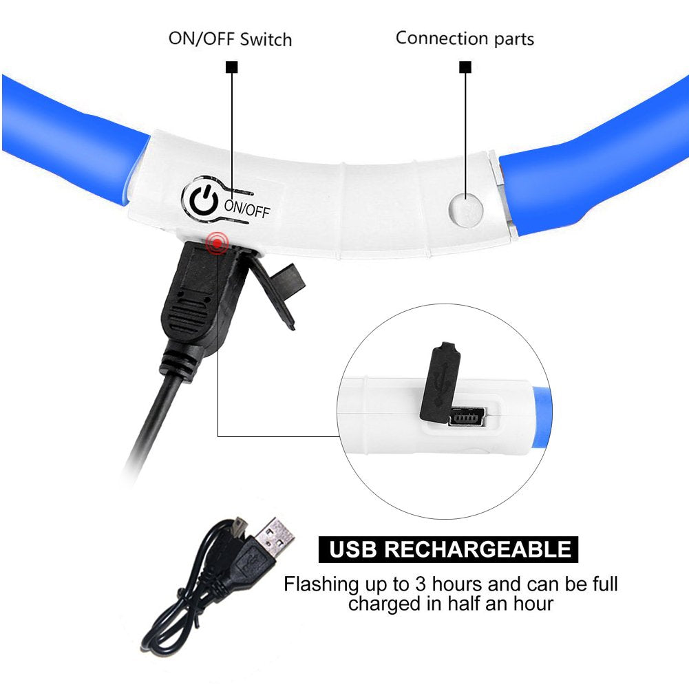 2 Pack Light Up Dog Collar For Night Walking, Rechargeable Glowing Dog Collars With 1640 Feet Of Visibility - Brightest Led Dog
