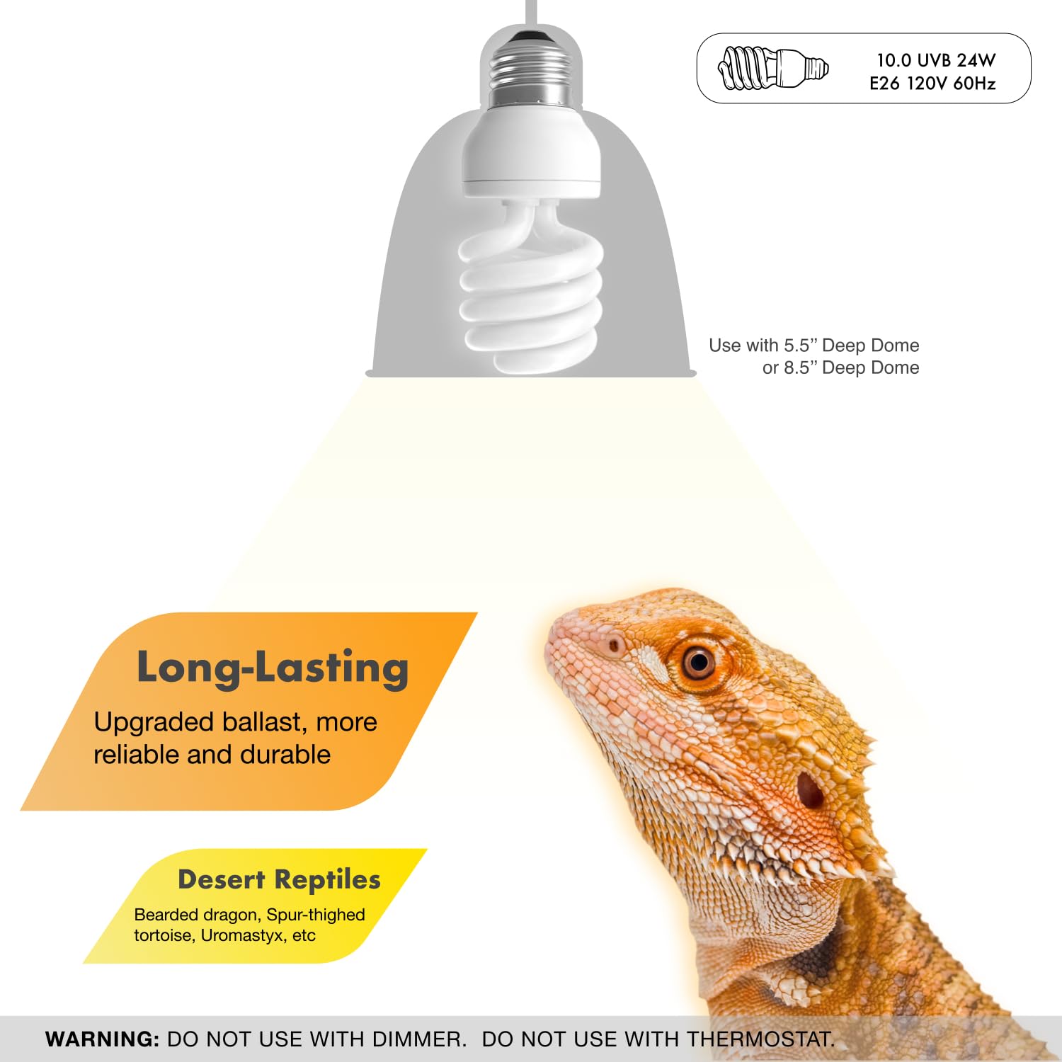 Reptiking Uvb Reptile Light, 10.0 24W, Uva Uvb Reptile Light Bulb Lamp For Bearded Dragon, Uvb Bulbs For Desert Reptiles