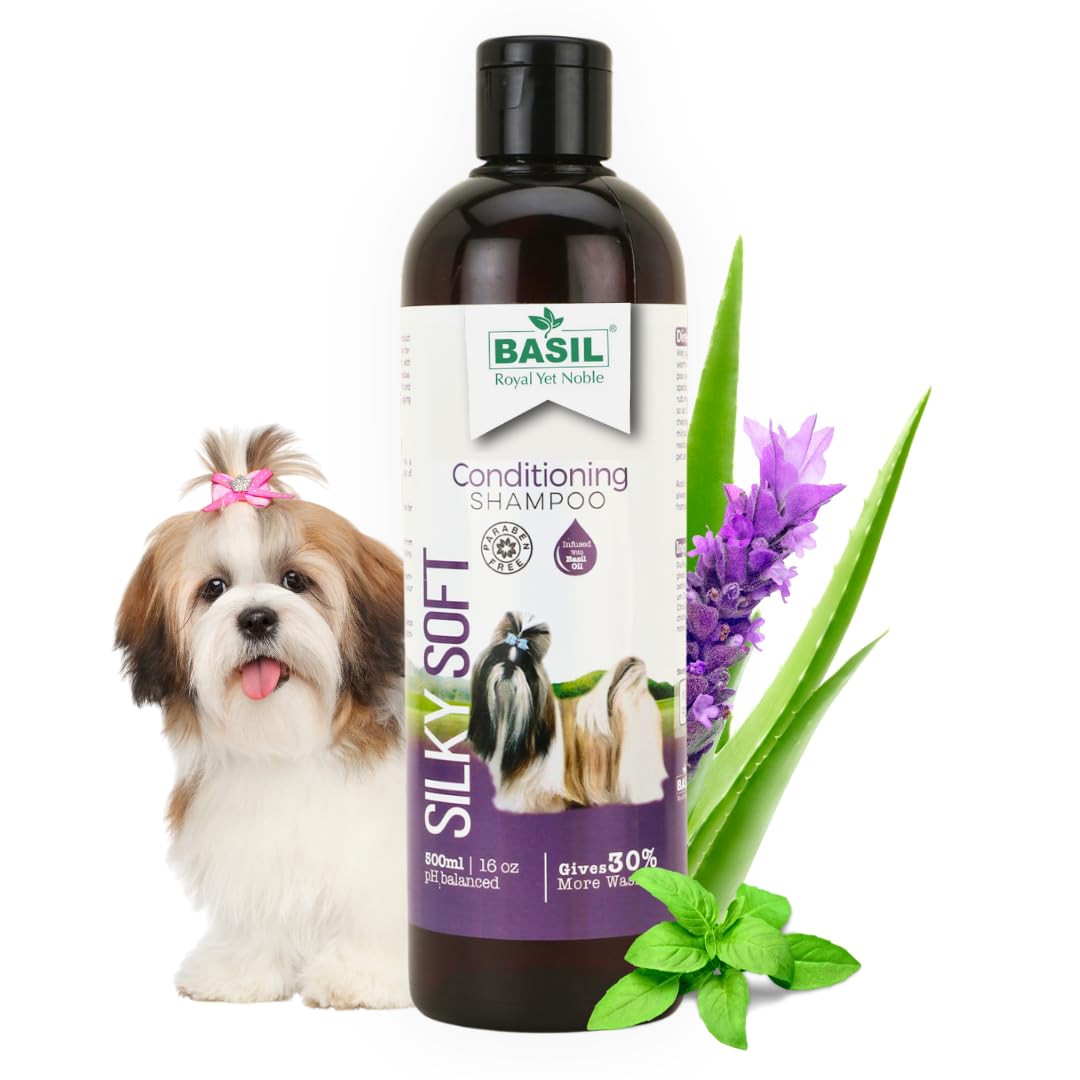 Basil Royal Yet Noble Pet Shampoo, Silky Soft Conditioning Shampoo (250 Milliliter) For Dogs & Puppies Deep Cleansing, Skin Frie