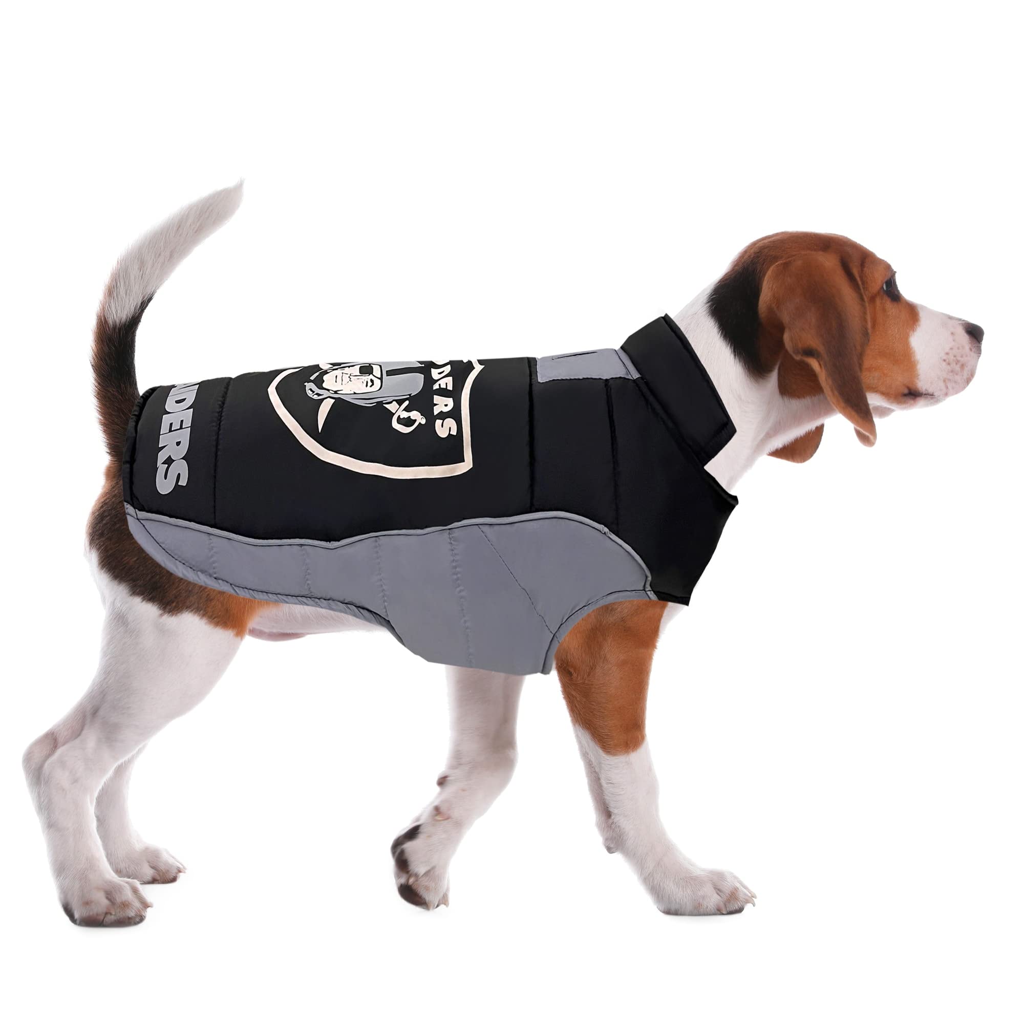 Pets First NFL Las Vegas Raiders Puffer Vest for Dogs & Cats, Large, Waterproof, Cozy Fur Jacket in Raiders Color, Model OAK-4081-LG