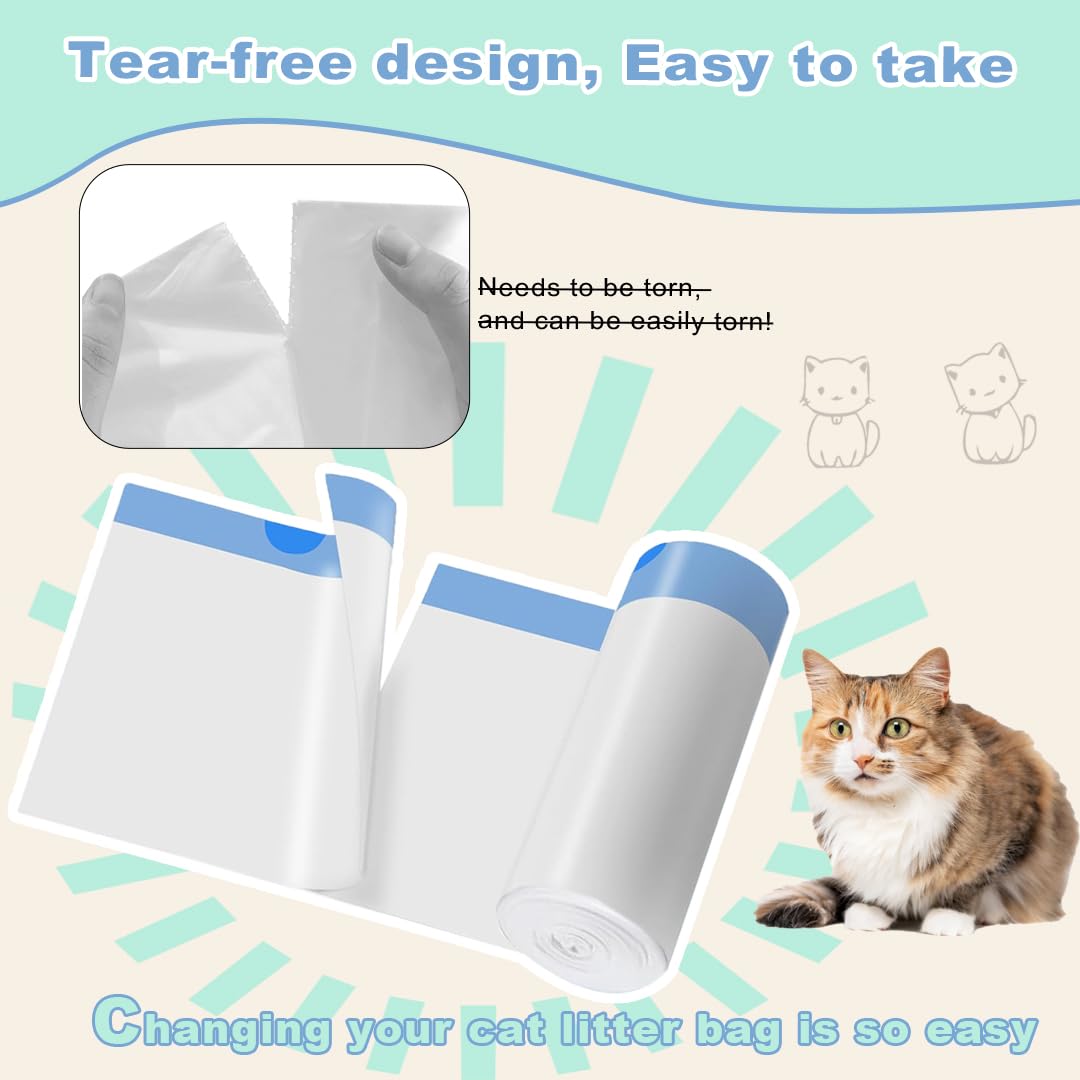 Rastalola Official 120 Pack Cat Litter Bags With Drawstring, Self Cleaning Litter Robot Waste Bags Compatible With Litter Robot