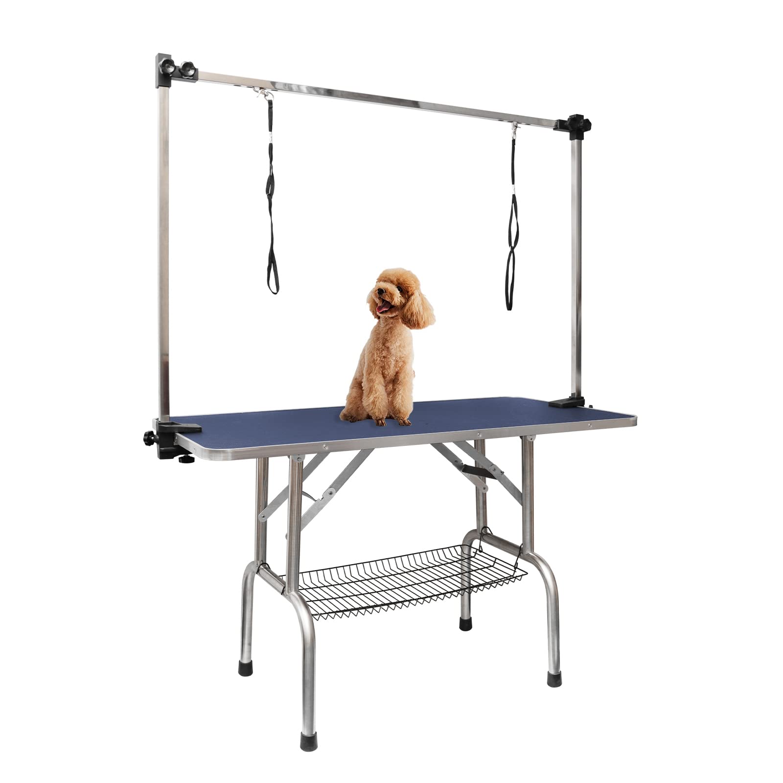 ROOMTEC 36 Dog Grooming Table,Foldable Home Pet Bathing Station with Adjustable Height Arm/Noose/Mesh Tray