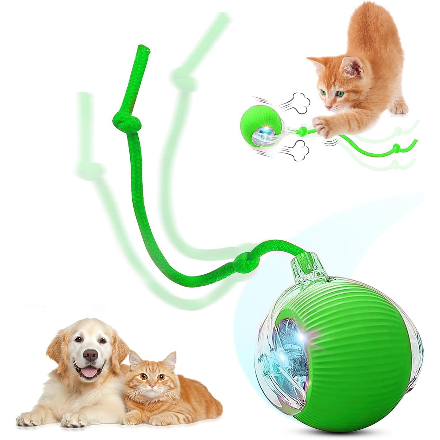 SilveWillo Interactive Electric Automatic Rolling Moving USB Rechargeable Self Activated Play Stimulation Toy Smart Chase Teaser