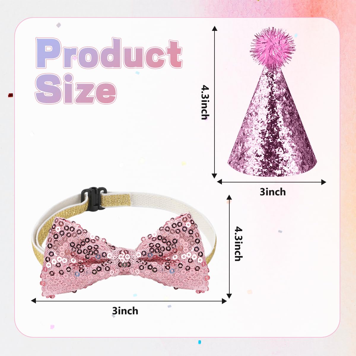 8 Pcs Cat Birthday Hat Dog Birthday Hats, Multi Color Mini Party Hats Set With 4 Pcs Hats And 4 Pcs Bowtie For Cat Dogs Kittens