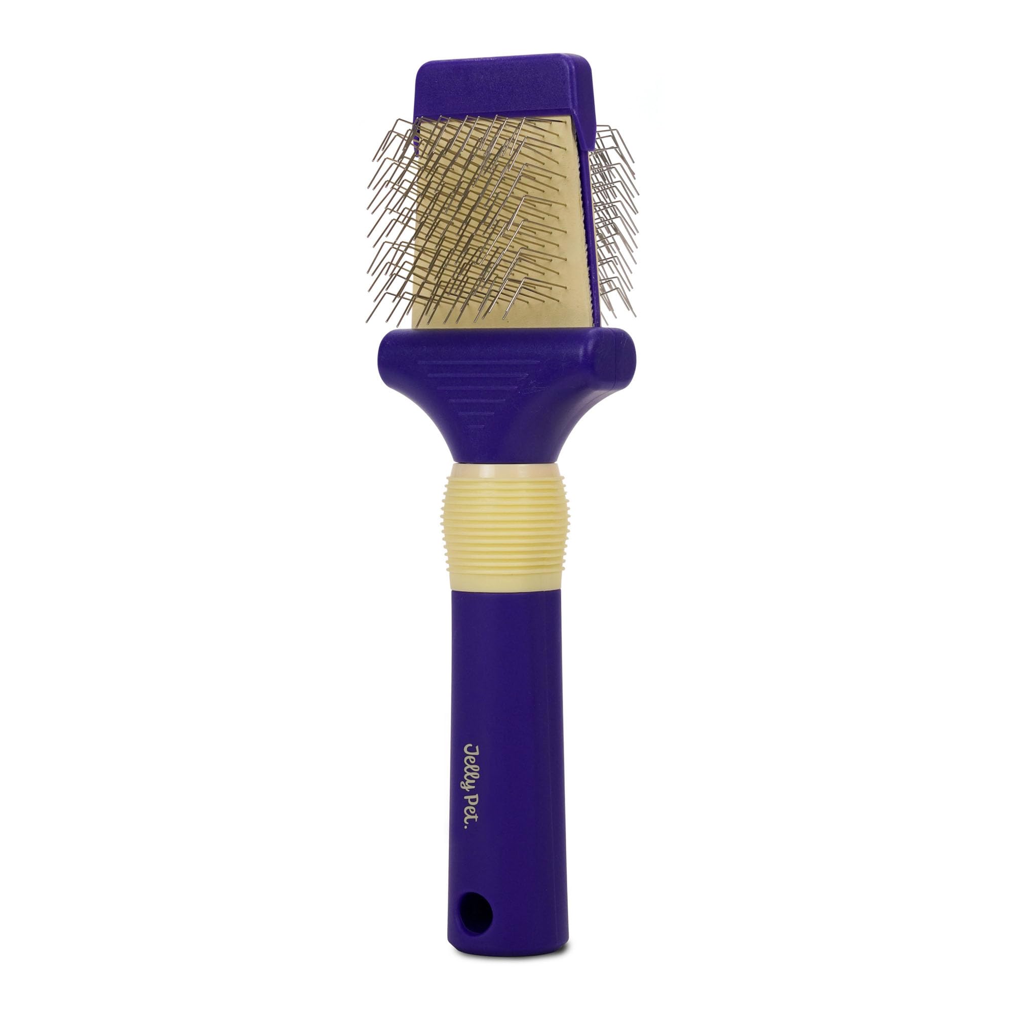 Jelly Pet Double Sided Dog Slicker Brush, Longer Pins, Flexible Head, Fine/Coarse Sides, Removes Unwanted Tangles, Small, Purple
