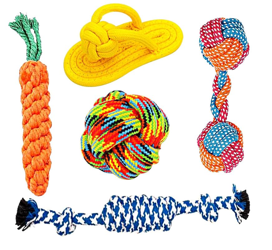 Psk Pet Mart Dog Rope Toys, Durable Dog Rope Chew Toys Set For Aggressive Chewers, Interactive Cotton Rope  Avoid Boredom And A