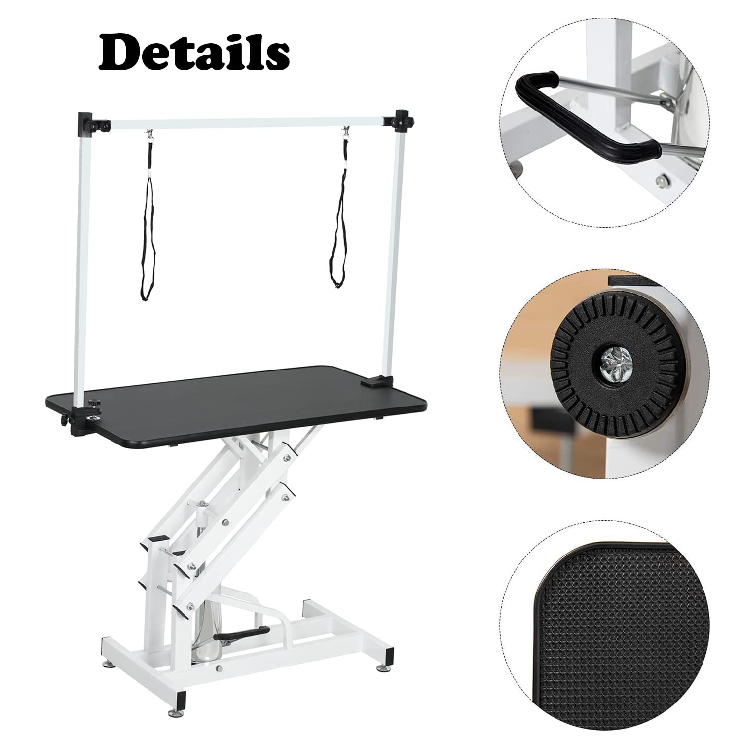 Epikoib Hydraulic Pet Dog Grooming Table For Large Dogs, Heavy Duty Grooming Table With Adjustable Arm Noose, Maximum Capacity U