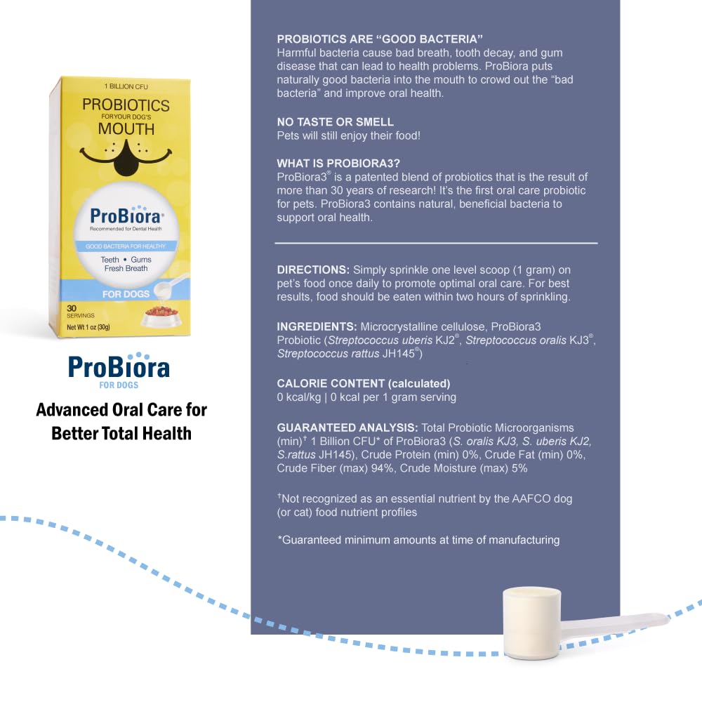 Probiora for Dogs | Dog Probiotic Supplement for Oral Care | Pet Probiotics to Reduce Bad Breath | Dog Nutritional Supplement fo