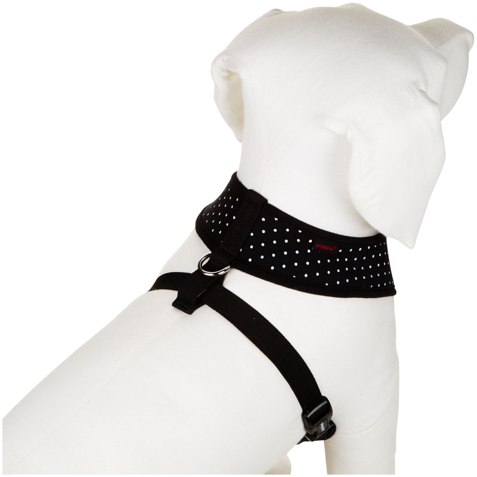 Puppia Dotty Dog Harness Over-The-Head No Pull No Choke Walking Training Adjustable For Small & Medium Dog, Medium, Black