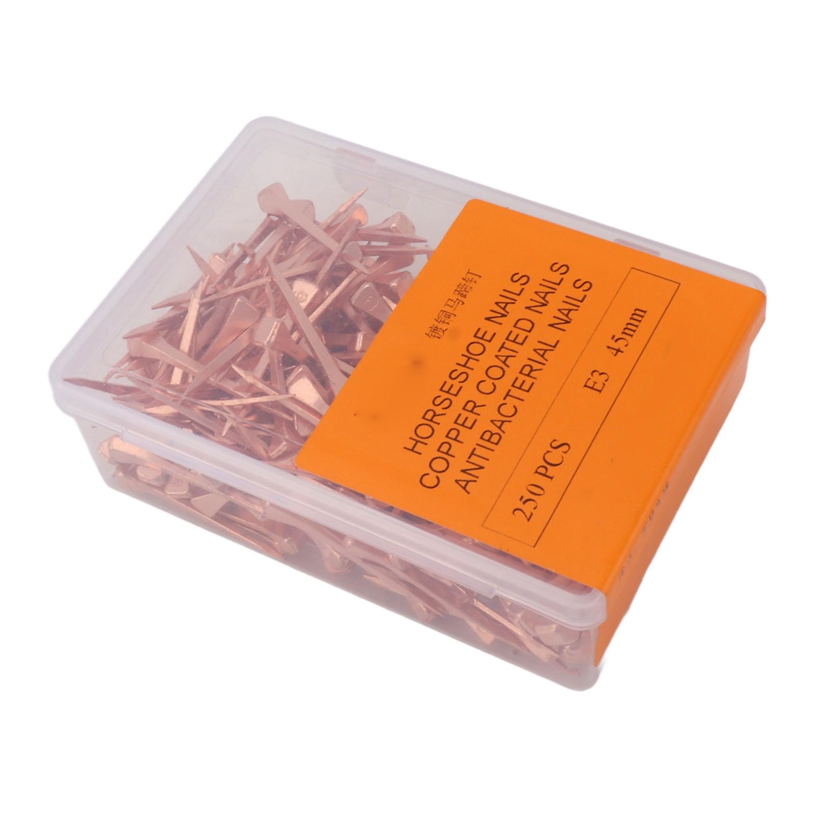 Jauarta 250Pcs Horseshoe Nails Copper Plated Rustproof Equestrian Riding Equipment Pet Supplies (45Mm E3)