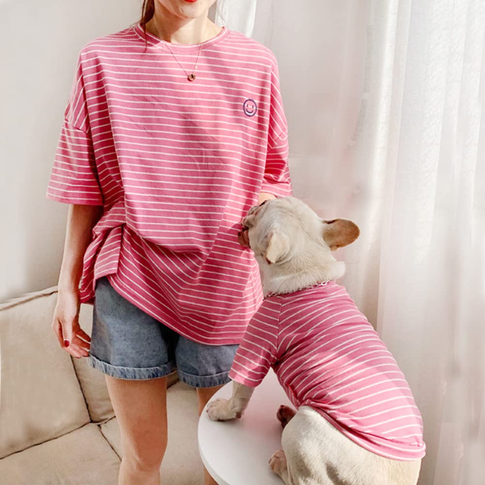 Matching Dog And Owner Clothes,Striped Dog Shirts For Small Medium Large Dogs Cats,Mama And Pet Shirts Are Sold Separately(Pink,