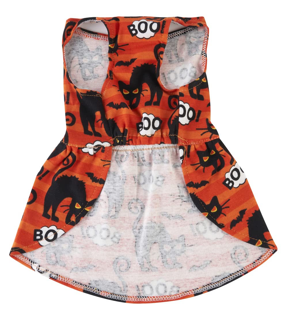 Boo Orange Chihuahua Halloween Dress, Pumpkin Puppy Halloween Dresses Costume For Small Dogs Girl, Small (S) Size